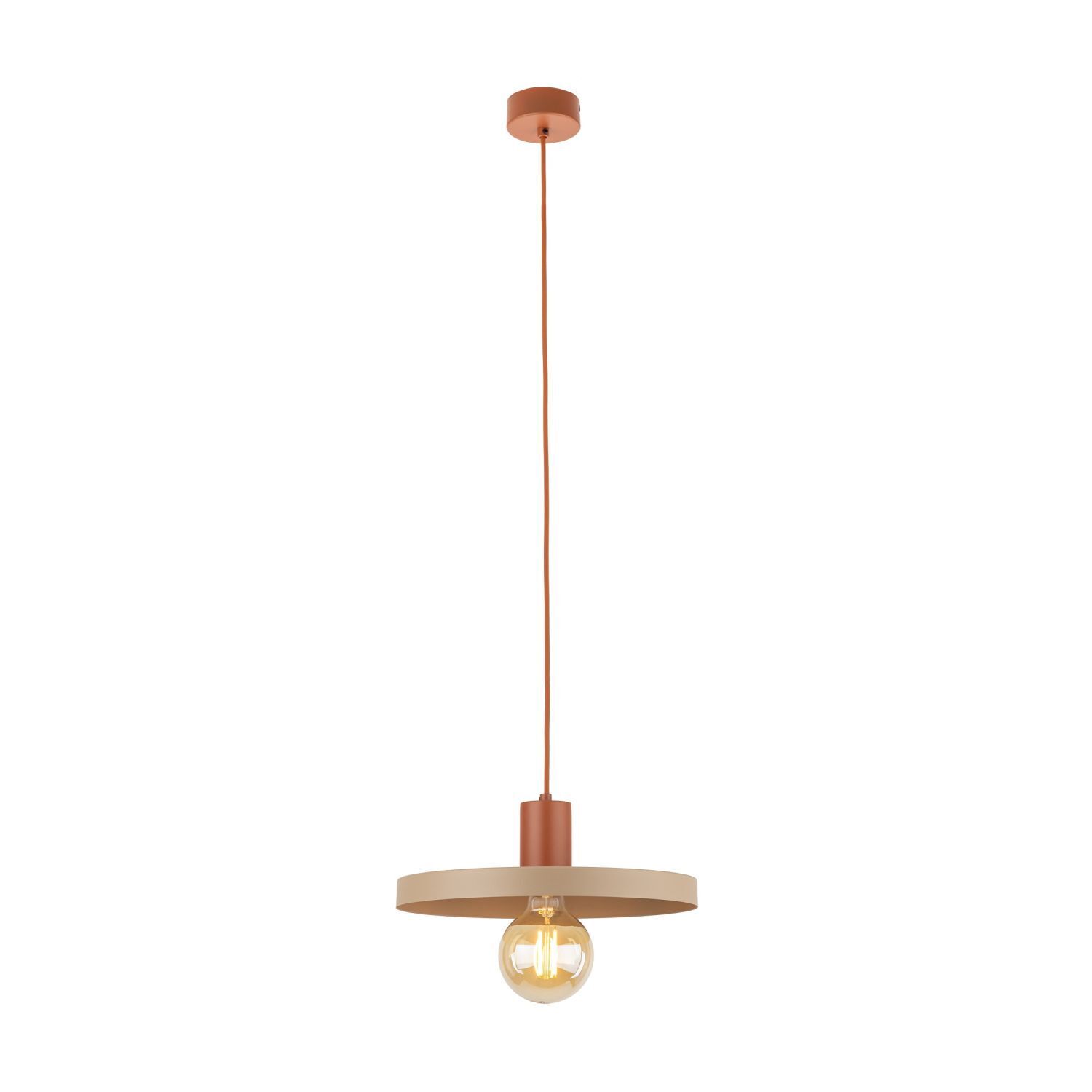 Suspension vintage E27 Ø30 cm en rouge brique gris sable