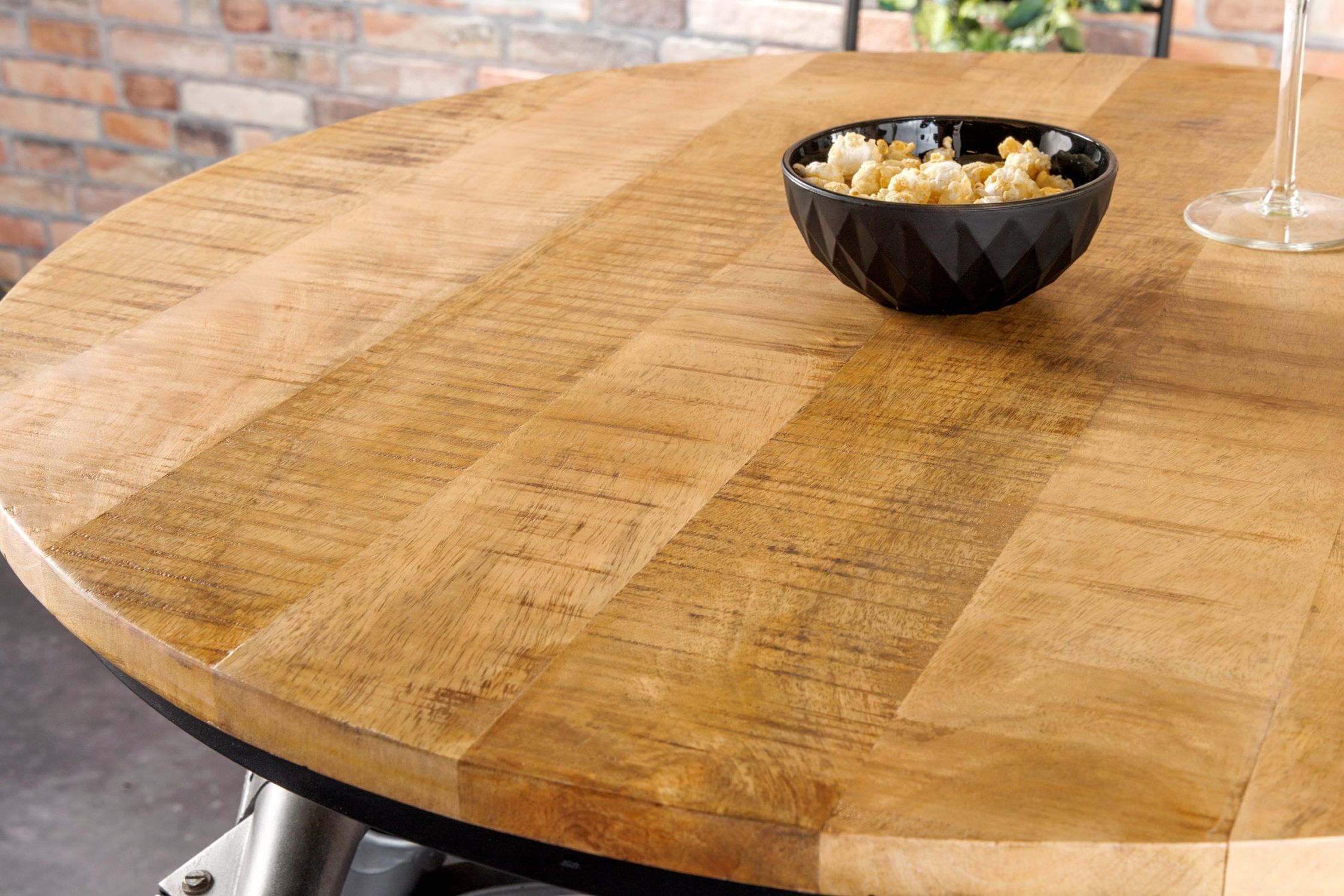 Table de bar véritable rouleau de bois de mangue 120cm Upcycling Handarbeit Moebel, Tabelle, Tischplatte