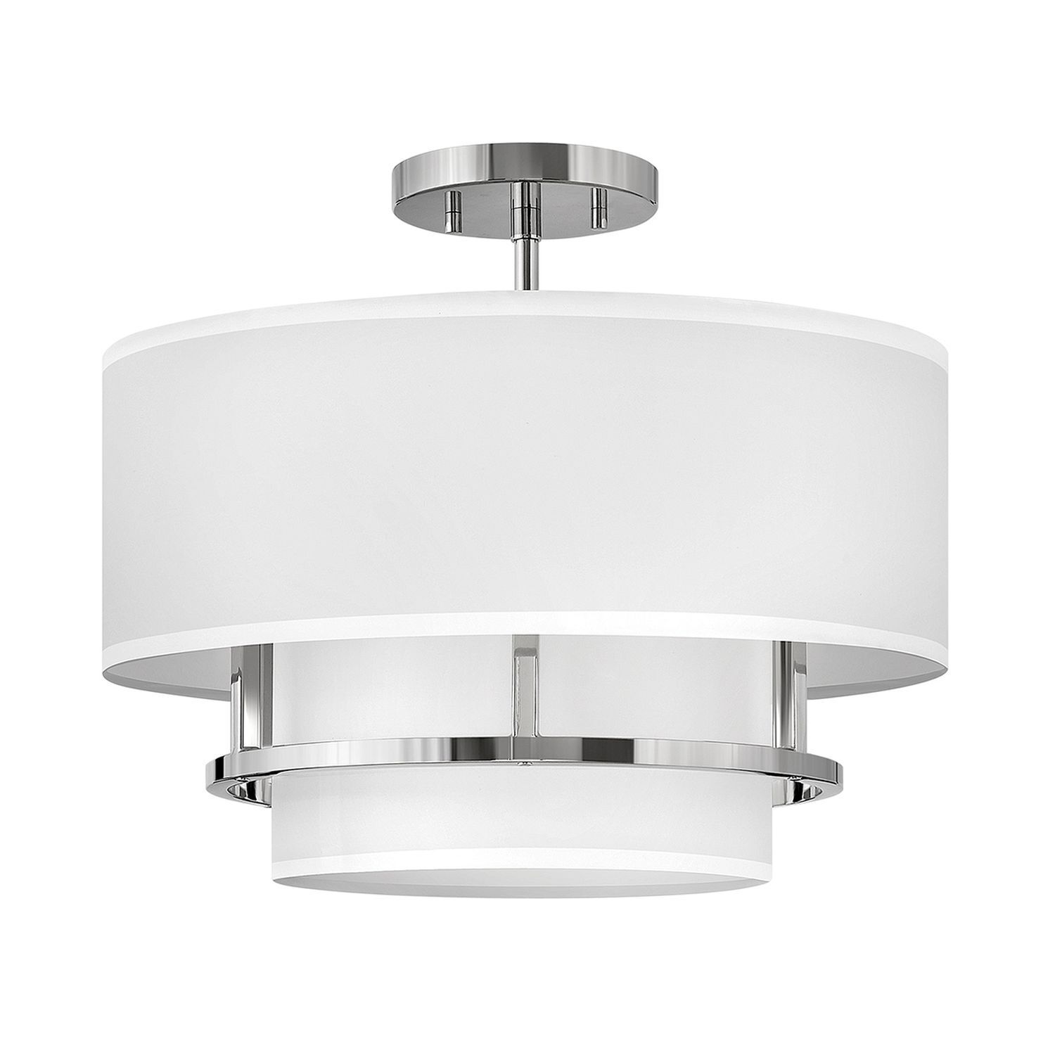Plafonnier tissu métal rond Ø 40,6 cm 3x E14 blanc nickel