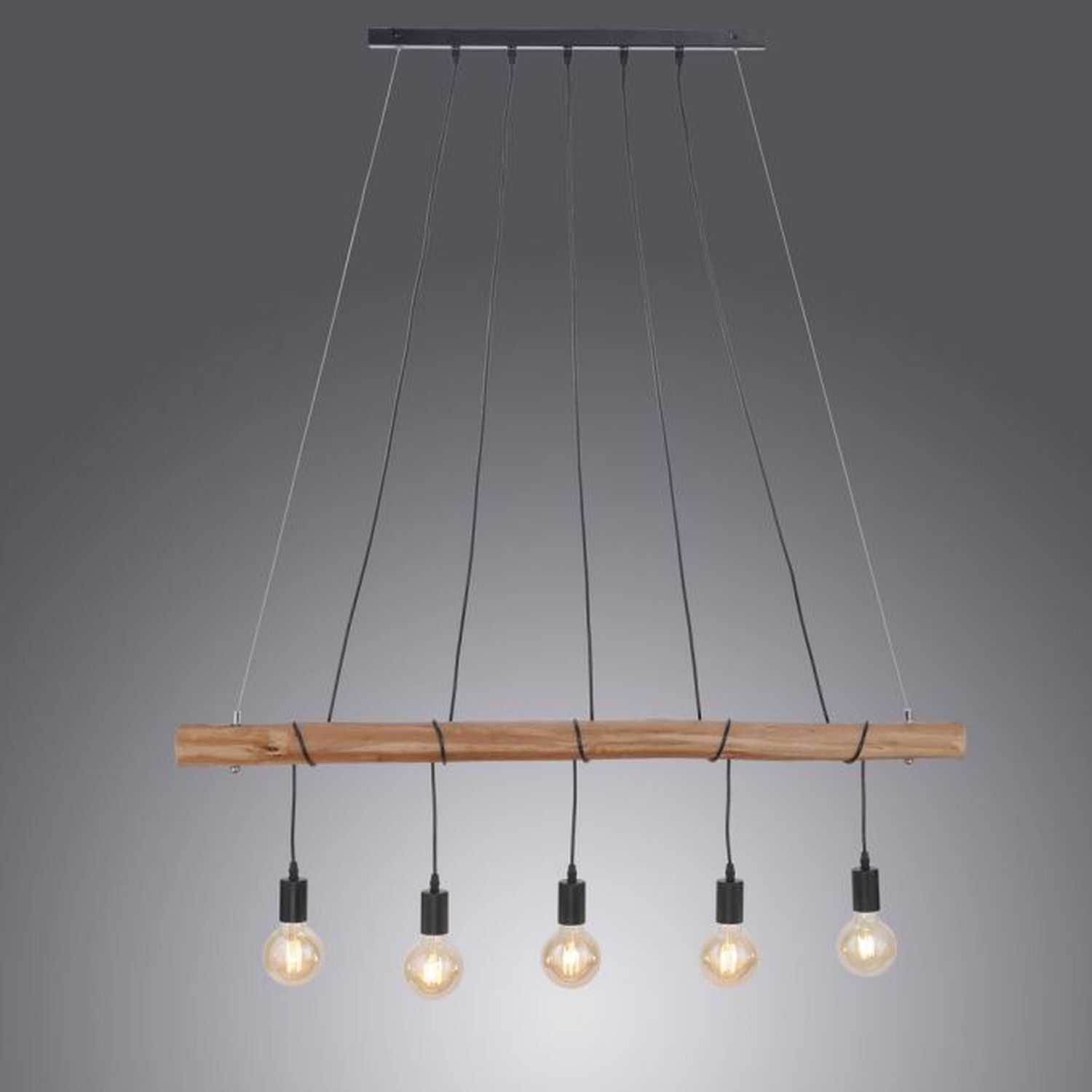 Längliche Pendelleuchte Holz 110 cm E27 Skandinavisch Leuchter, Lampe