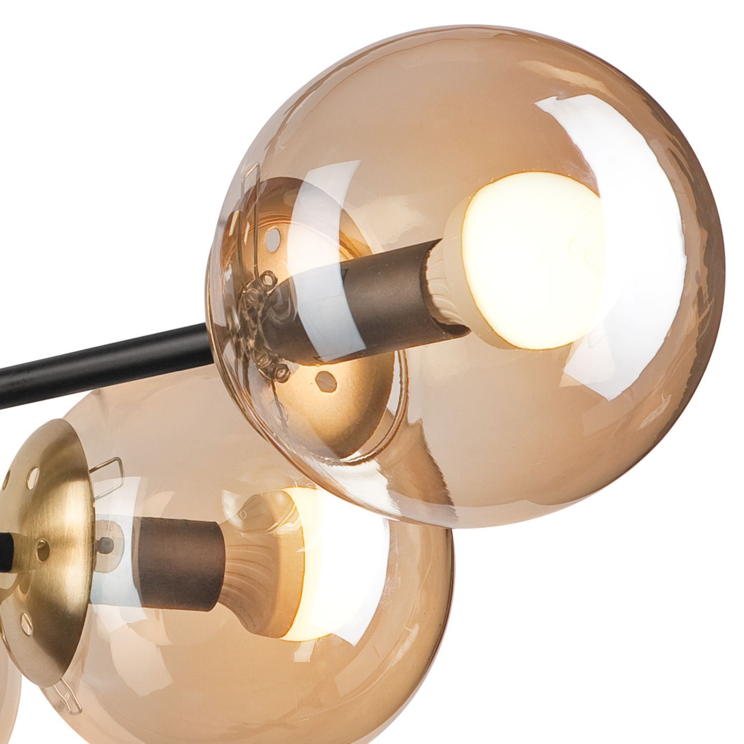 Lampe de plafonnier pauvre en or verre métal 6-flamme E14