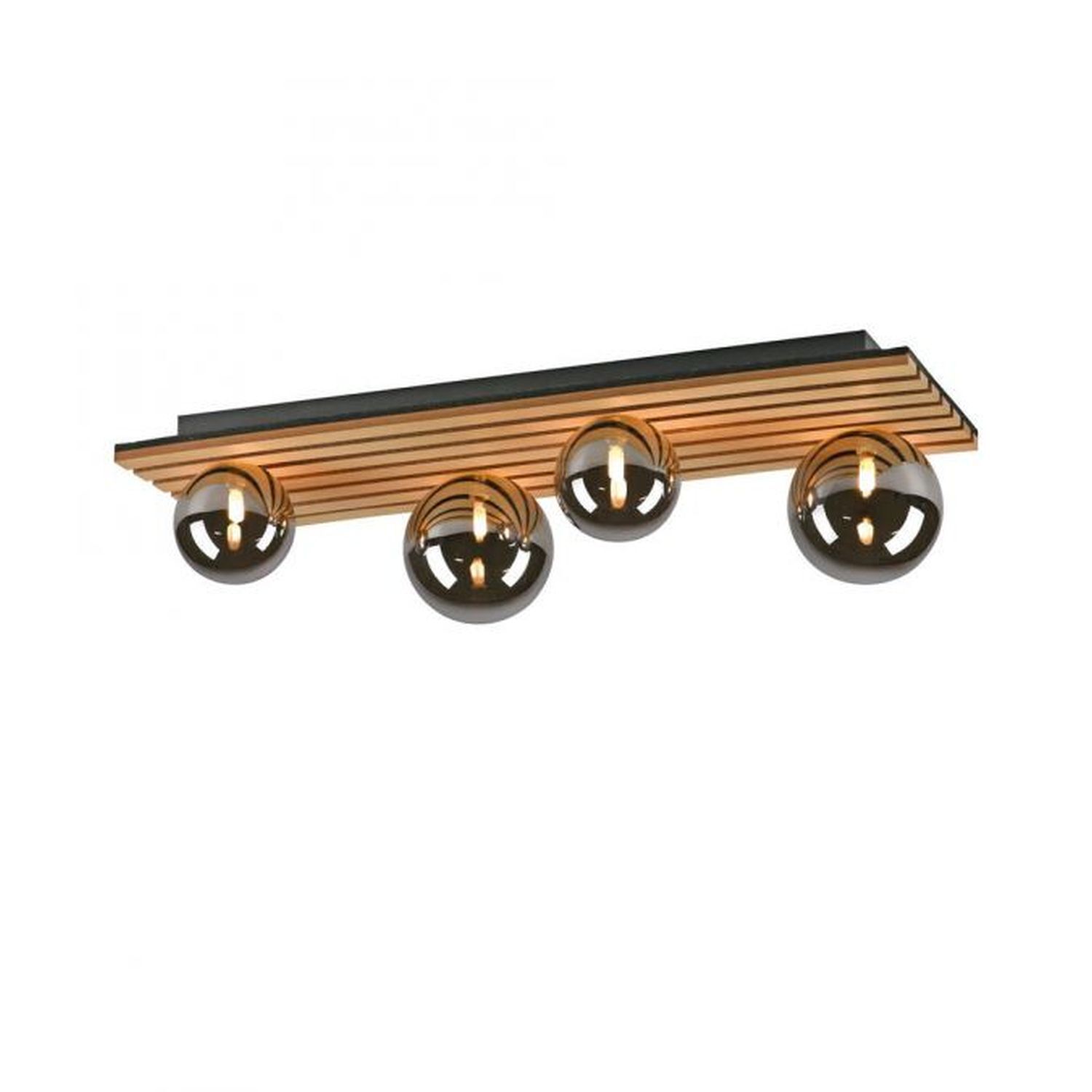 23bf43dc52b04a1397a03b42faa2daa5 Deckeneinbauleuchte, LED-Deckenleuchte, Vierfacher Lampenkopf, Holzoptik, Glimmer-Kupfer
