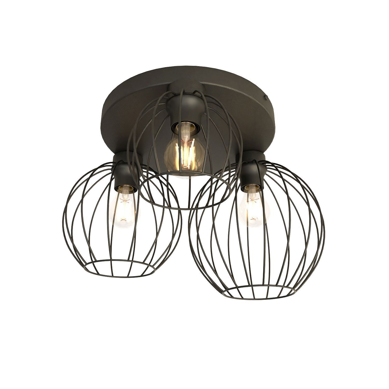 Lampe de plafond Retro noir fil E27 3-flamme L:41 cm Leuchte, Deckenleuchte, Kronleuchter, Lampe