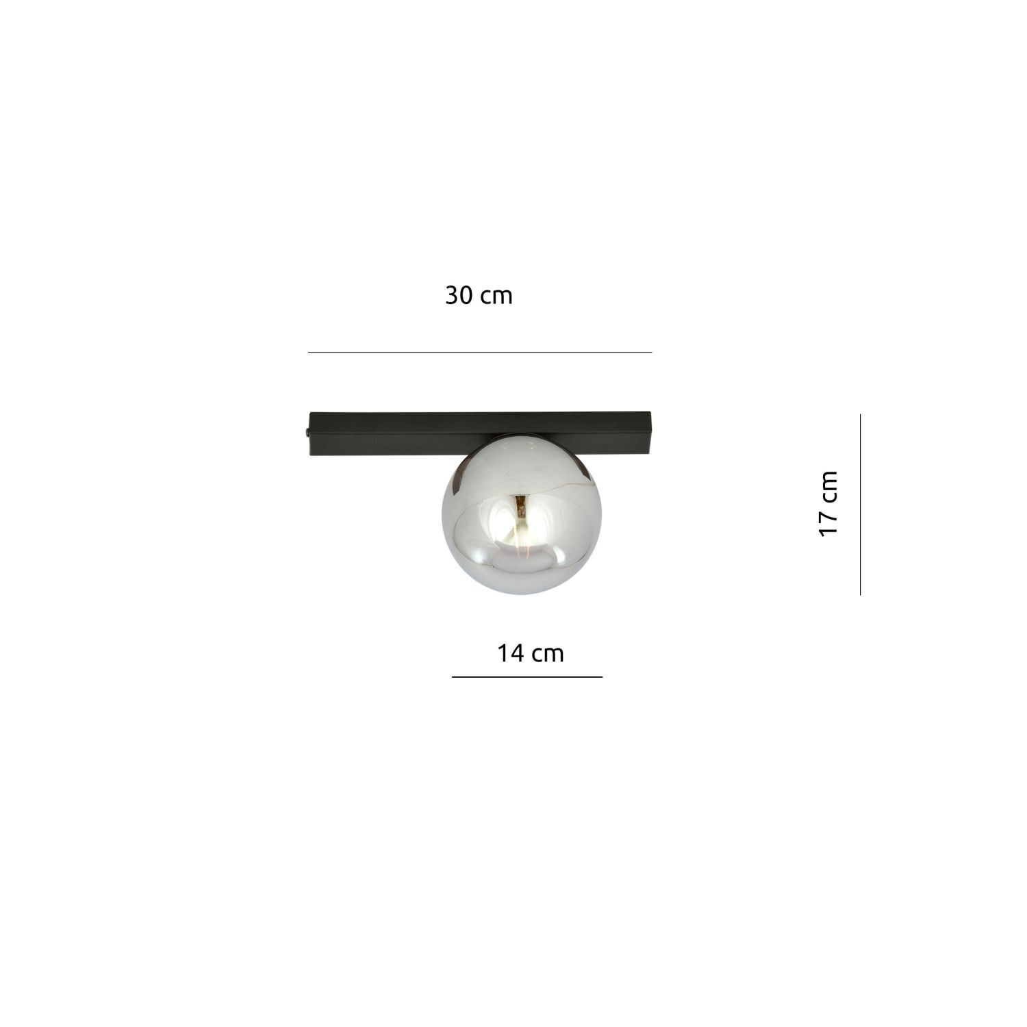 Lampe de plafond verre fumé métal L : 60 cm noir graphite E14