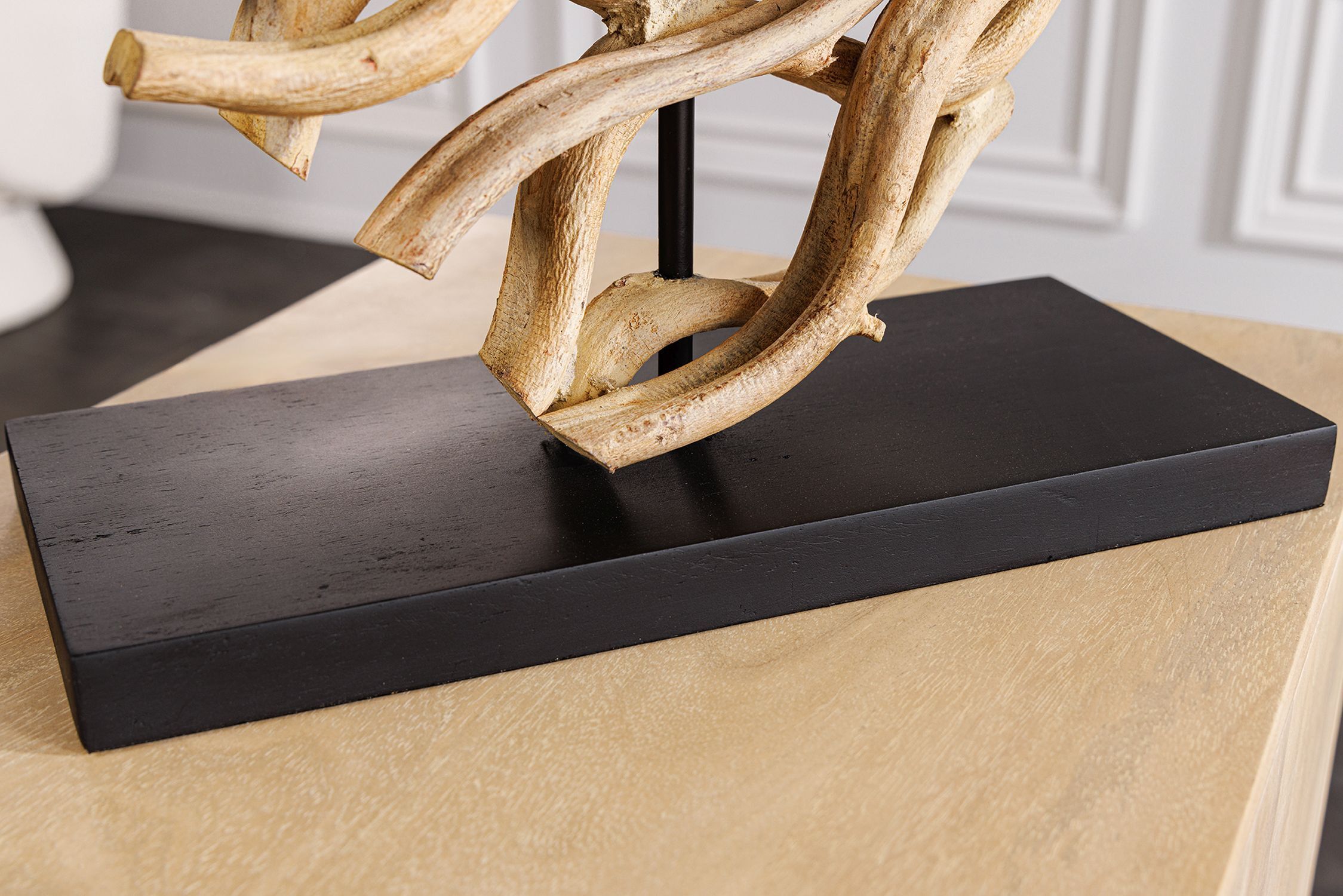 Lampe de table bois tissu anti-éblouissement E27 H:57 cm Lampe de lecture