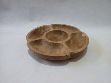 Coupe à goûter en bois de teck L : 40 cm 5 compartiments Unique travail manuel Coupe à goûter en bois de teck L : 40 cm 5 compartiments Unique travail manuel