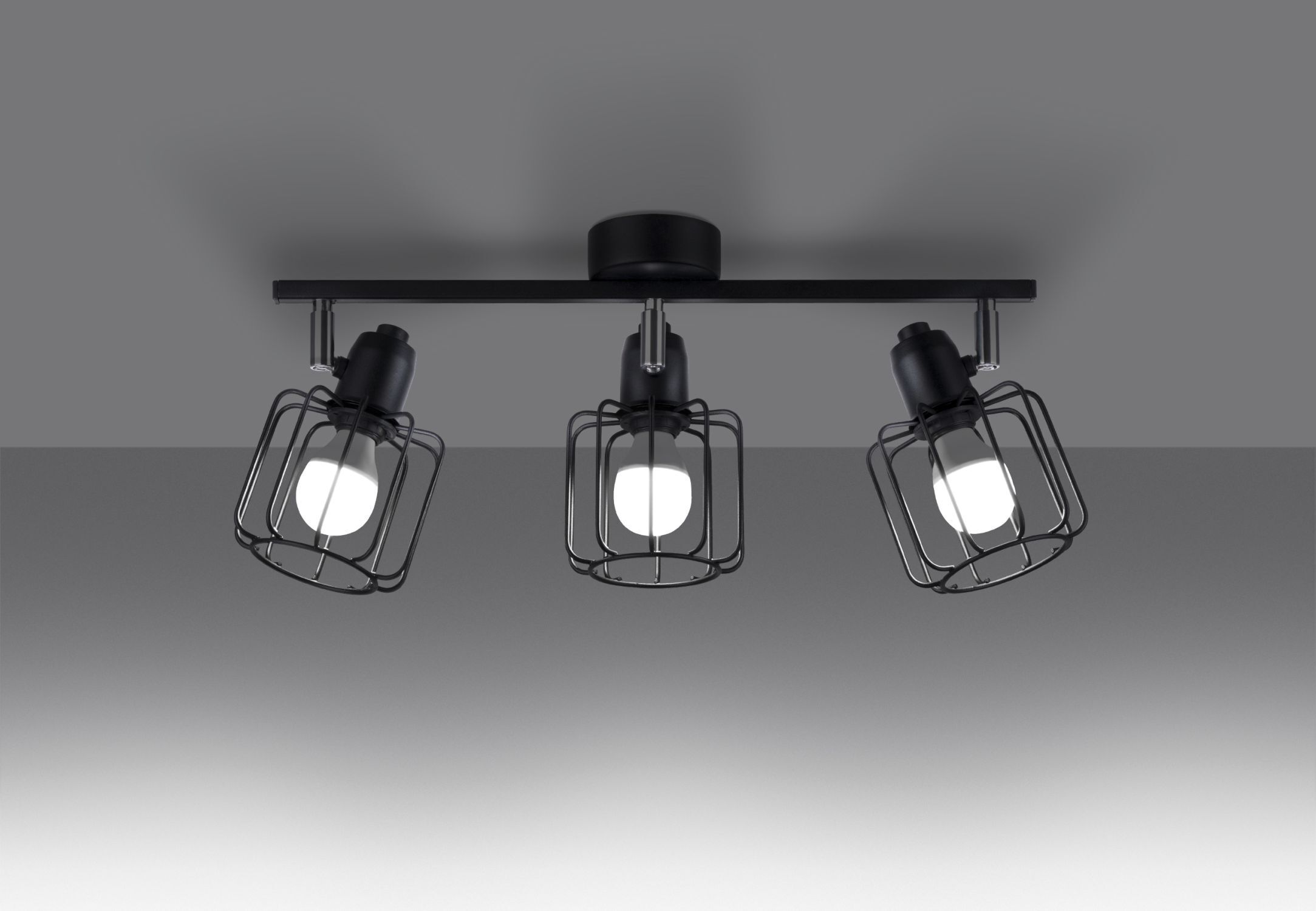 Spot de plafond noir métal rétro design 48 cm de long