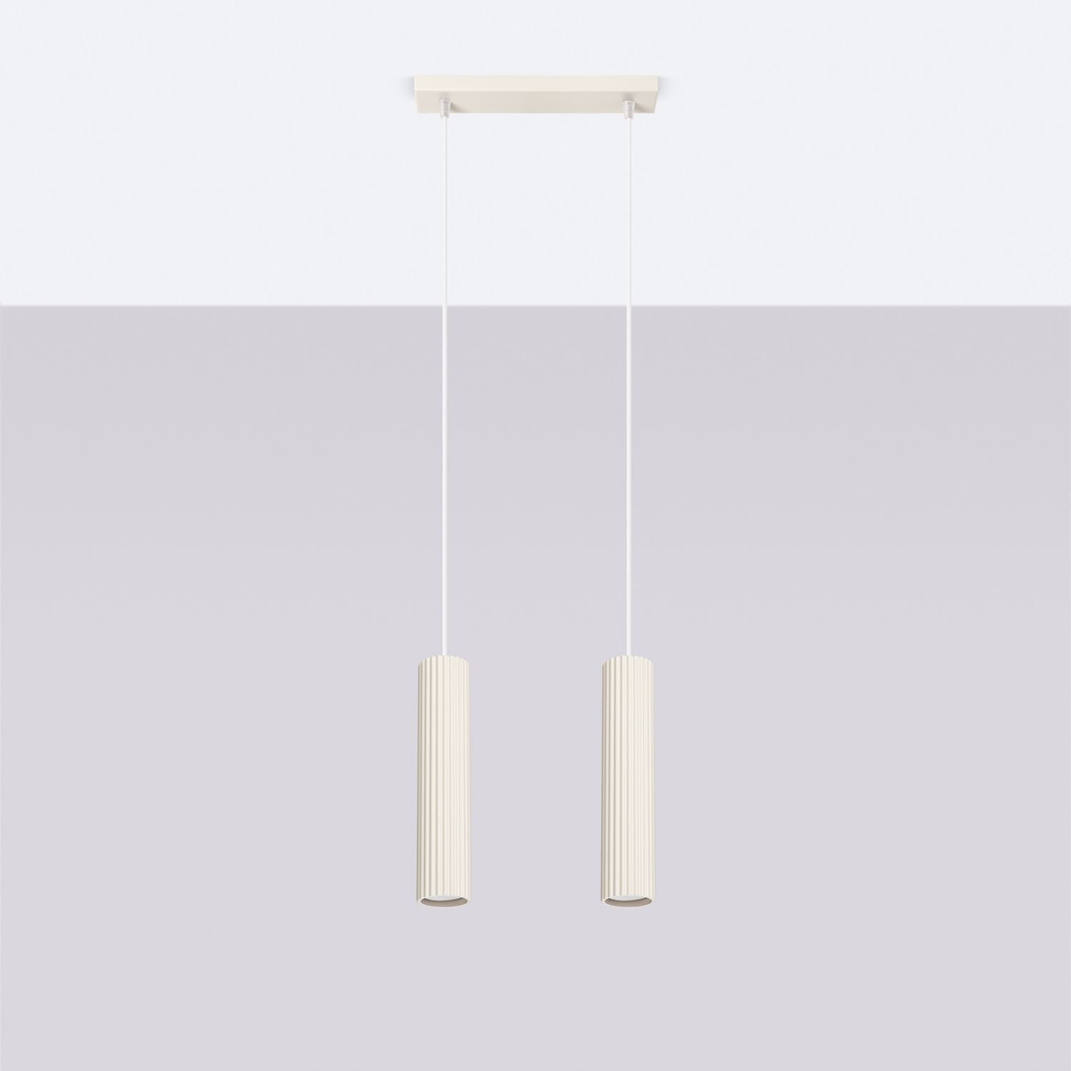 Hängelampe 2-flammig GU10 B: 30 cm schmal in Creme Modern