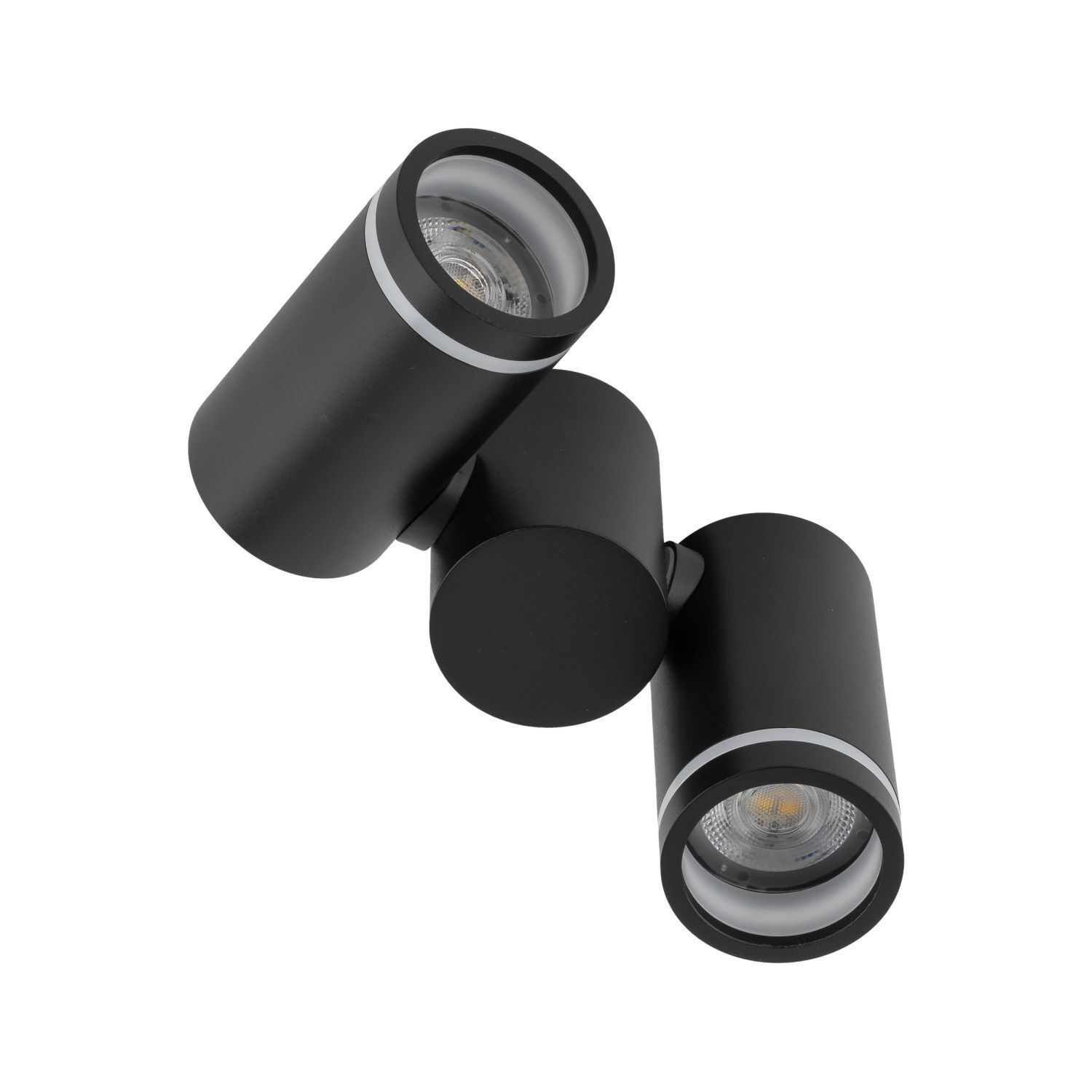 Spot de plafond métal petit L : 17 cm noir 2x GU10