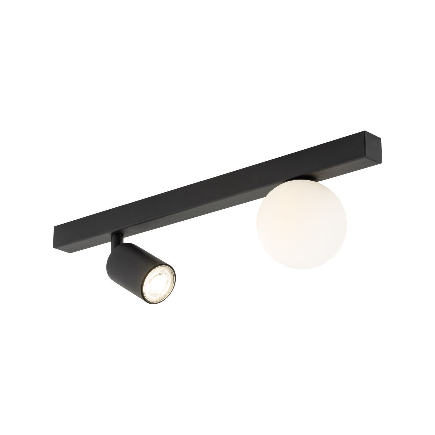 Spot de plafond verre métal 49 cm noir blanc GU10 + G9