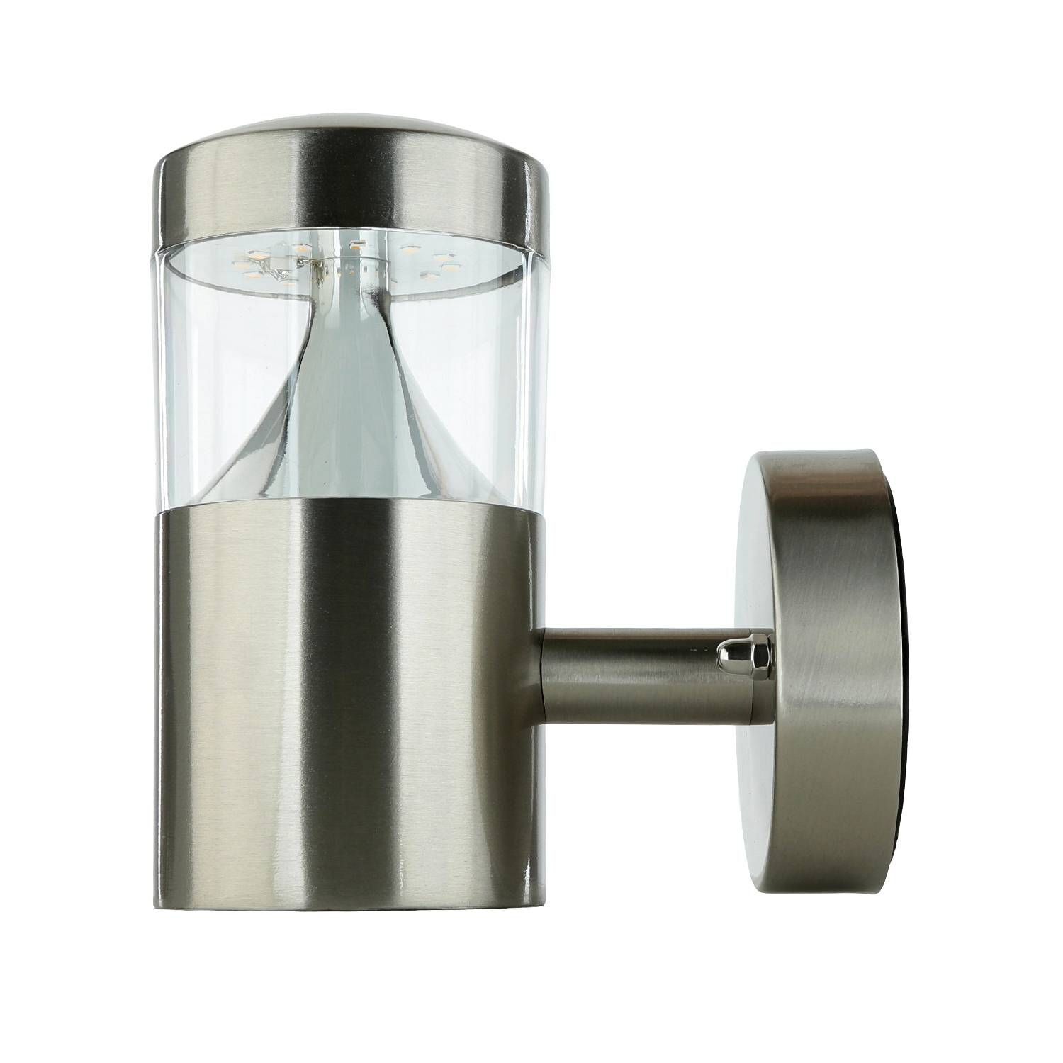 Wandleuchte, Außenleuchte, Brushed Nickel, Glasabdeckung, LED-Lampe