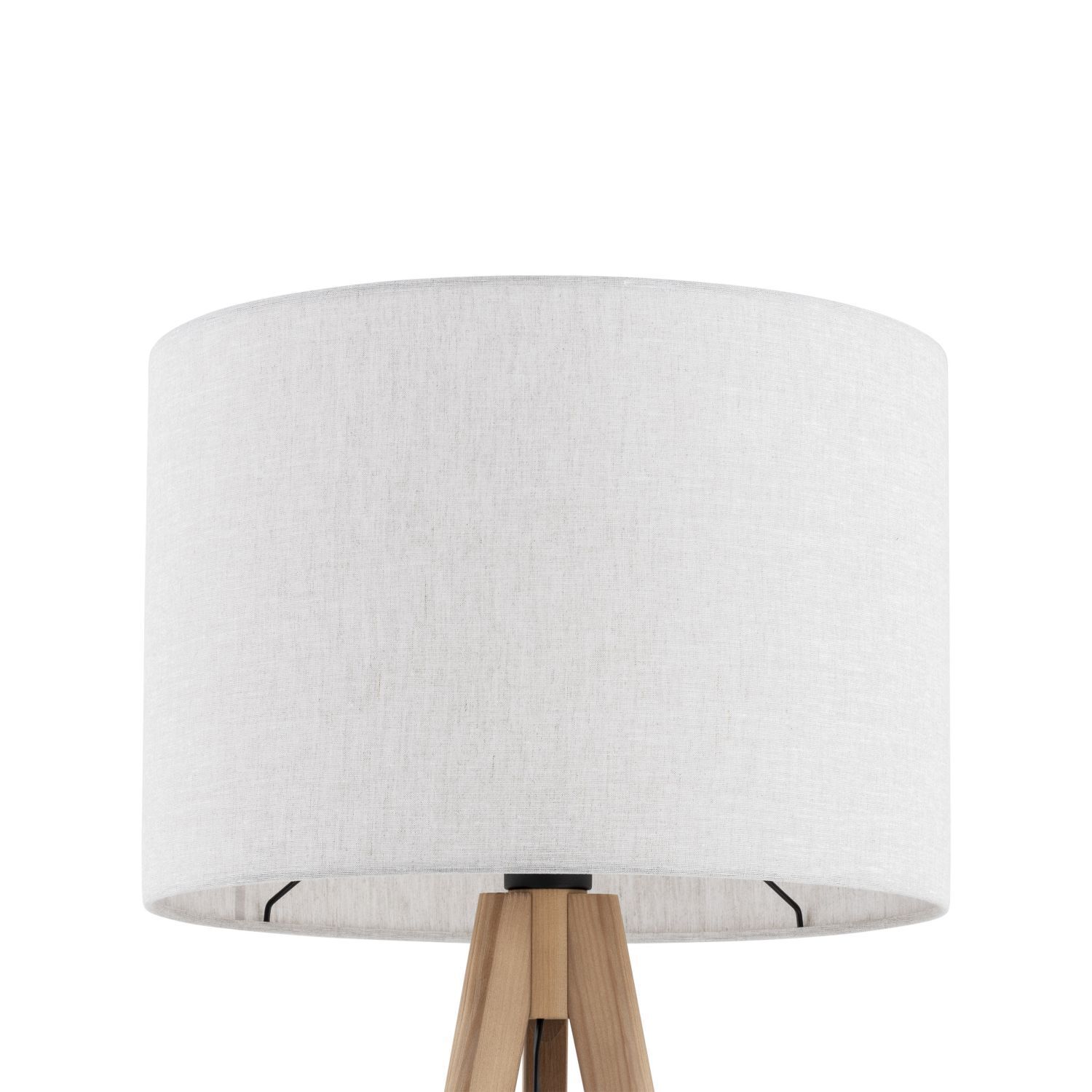 Stehlampe Dreibein Holz Stoff 145 cm klein E27 Wohnzimmer Lampe, Lampenschirm