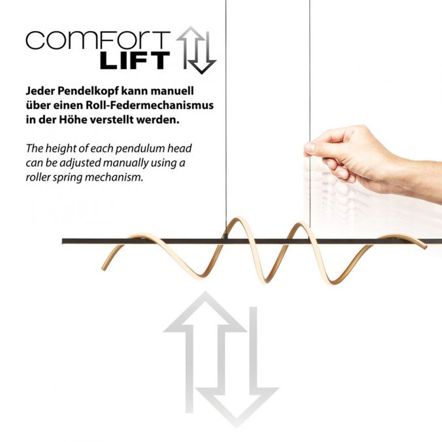 LED Pendelleuchte dimmbar 121 cm 3000 K Schwarz Messing