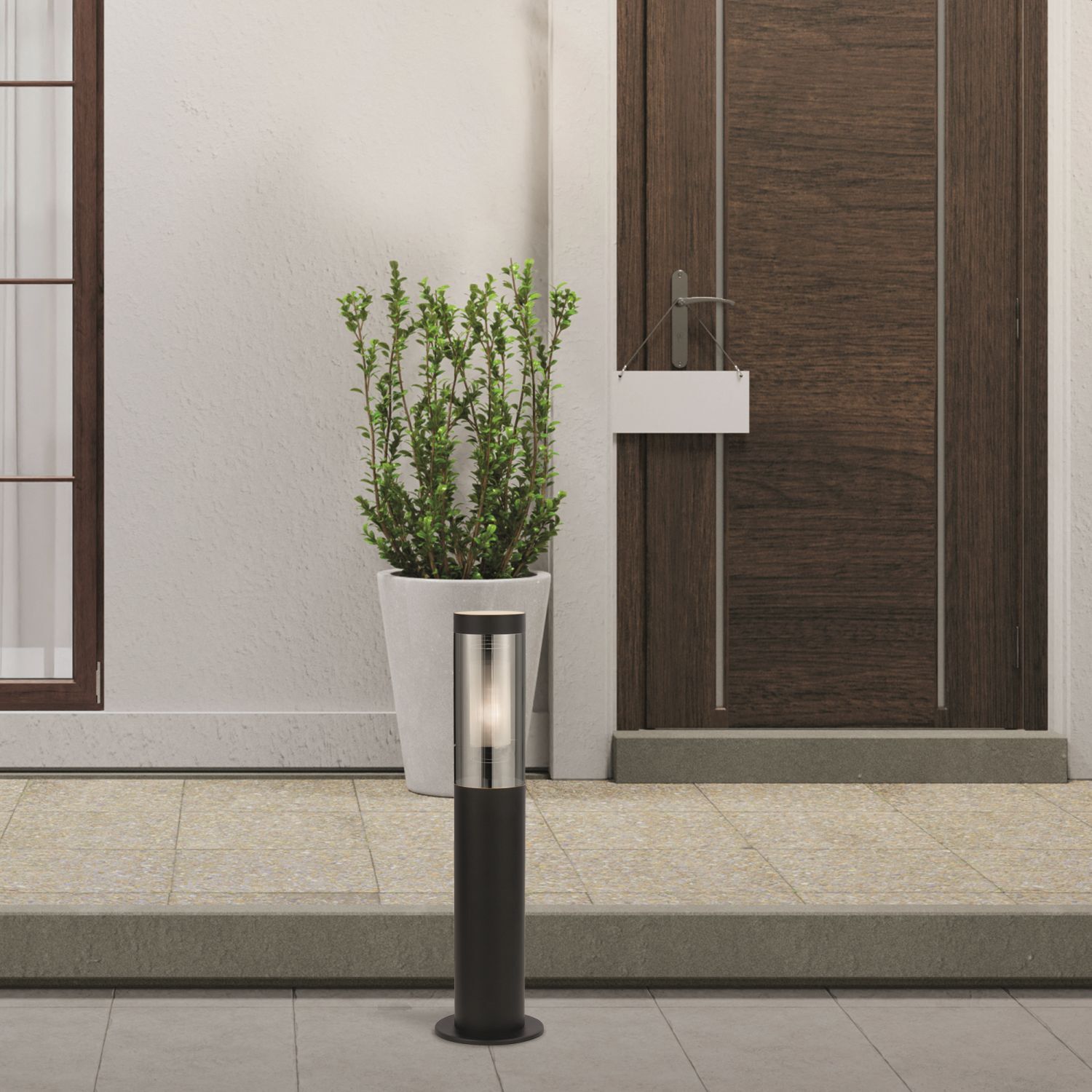 Borne d'éclairage en acier inoxydable IP44 E27 45 cm noir gris fumé