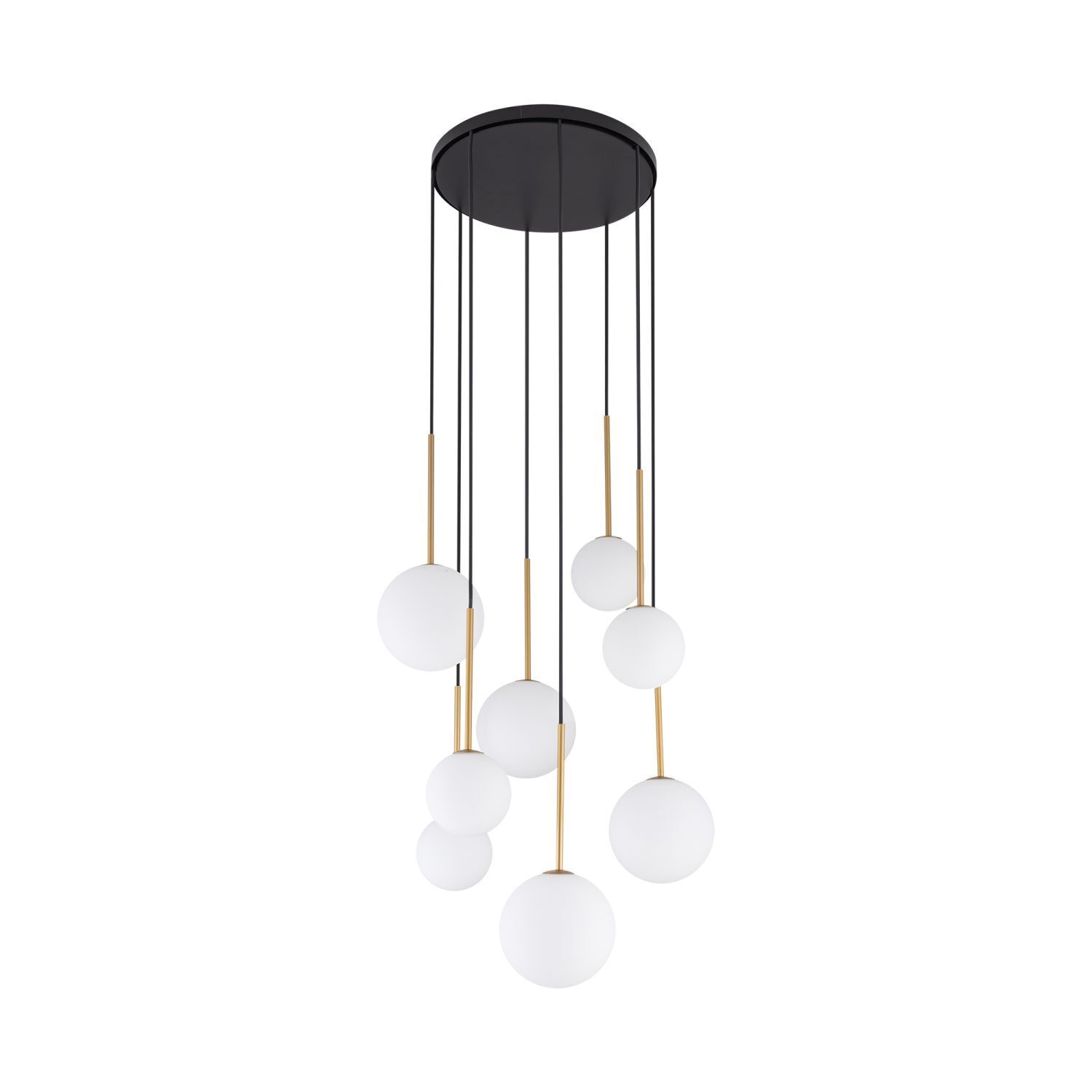 Lampe à suspendre Abat-jour sphérique Noir Blanc Or 8x G9 Verre
