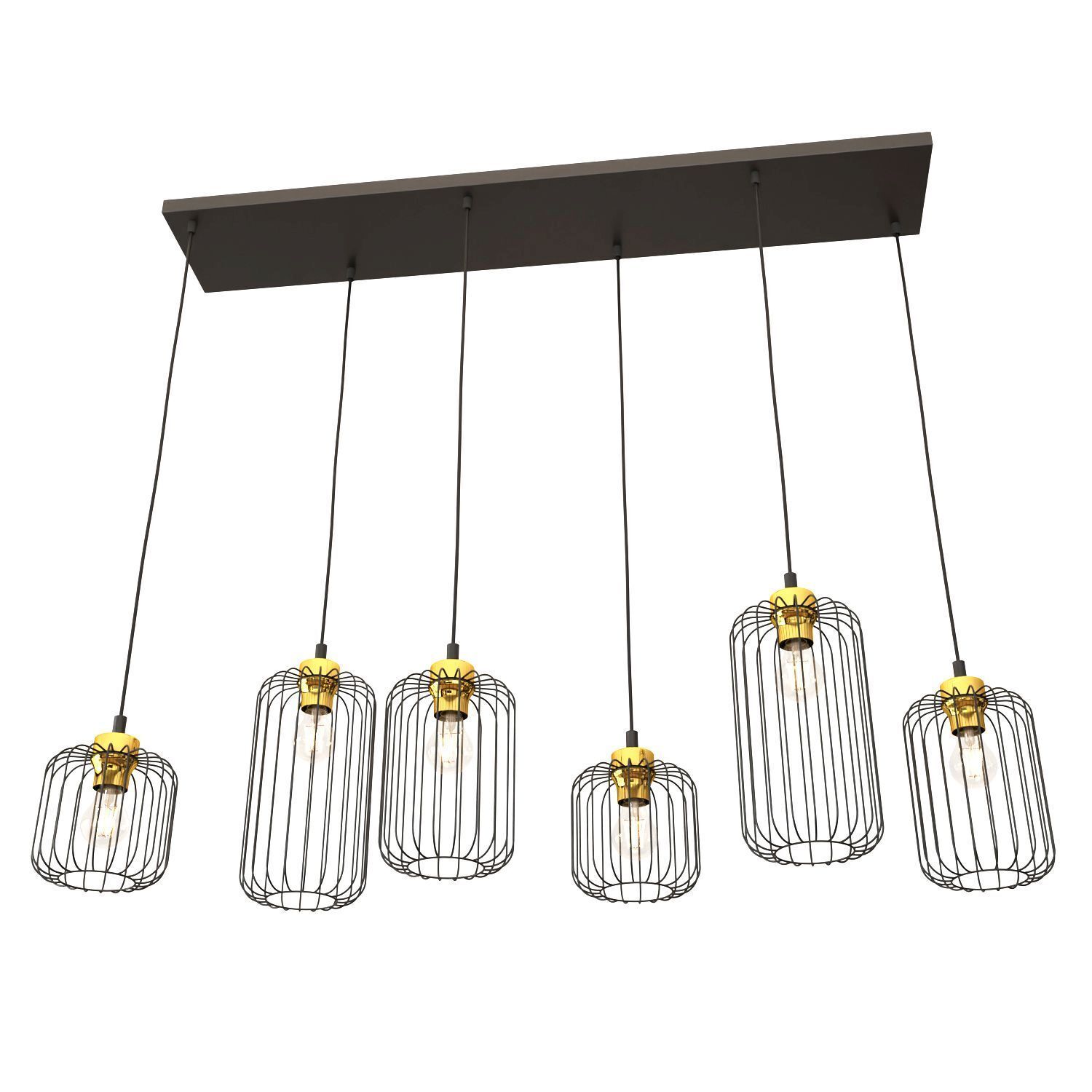 Lampe à suspendre métal E27 115 cm de long élégant noir or