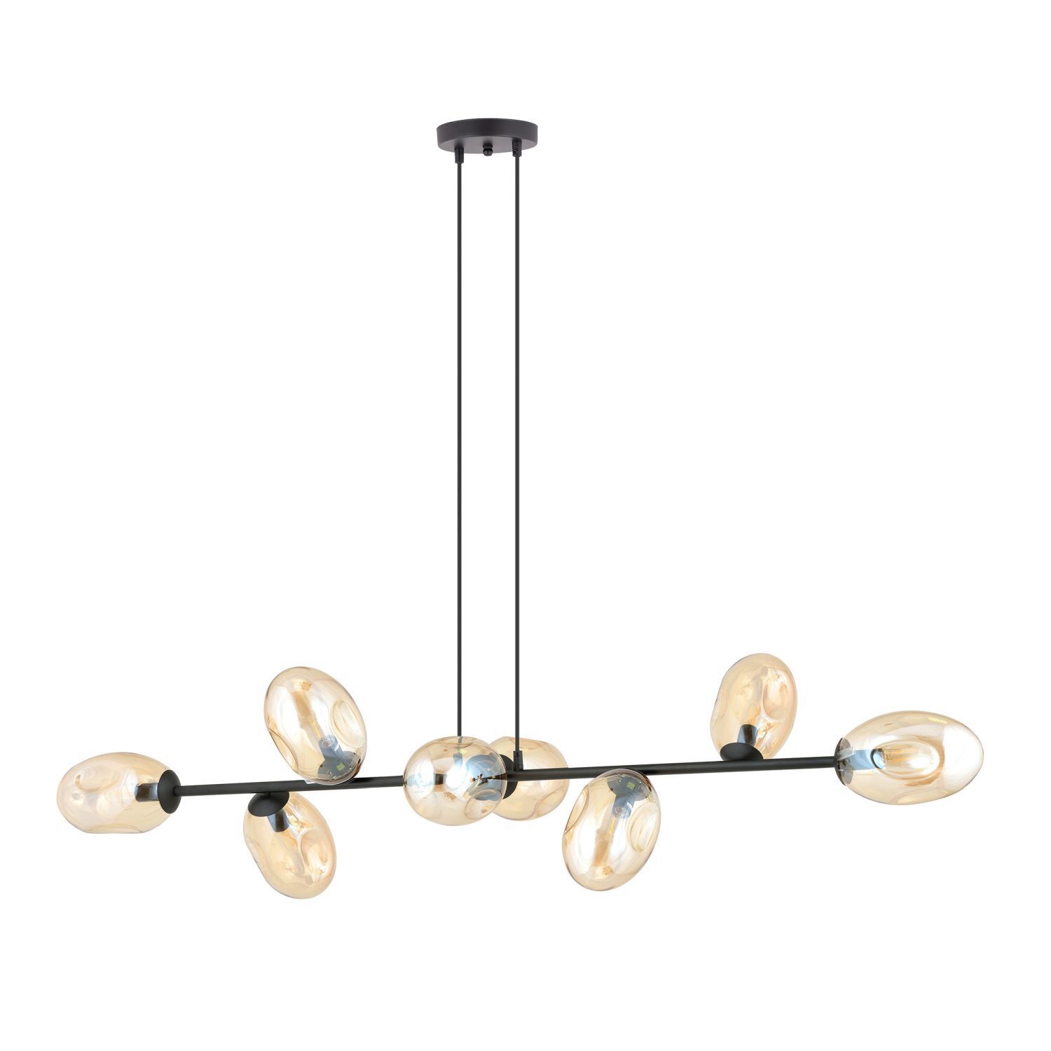 Lampe à suspendre longue 140 cm 8x E14 verre métal décoratif