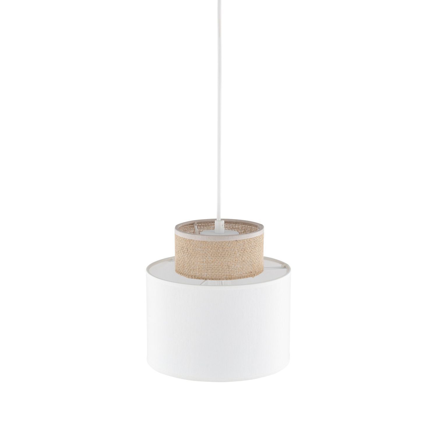 Suspension Tissu Jute E27 Ø 20 cm H : max. 160 cm Blanc Naturel