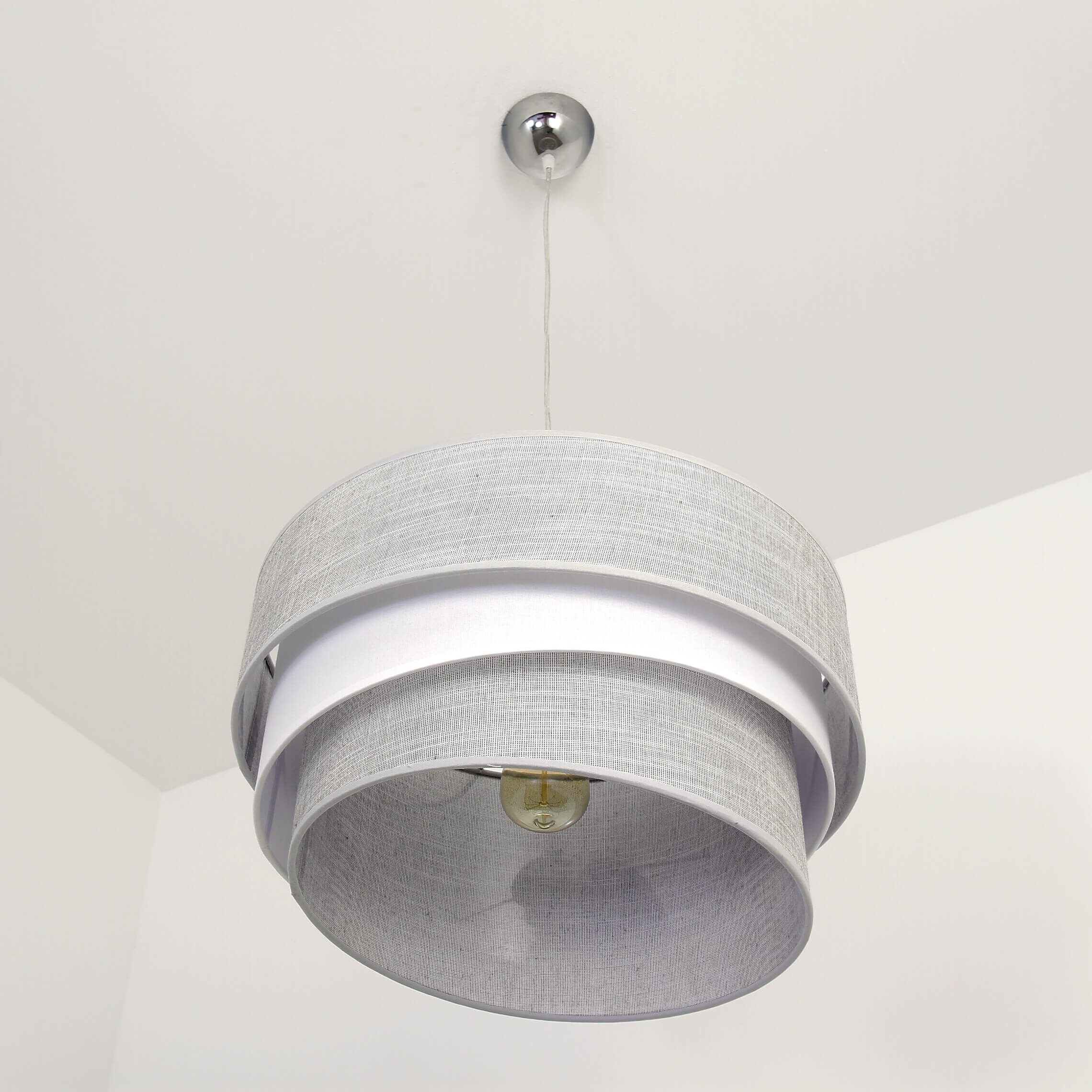 Lampe à suspendre Salon Gris Abat-jour tissu Ø45cm