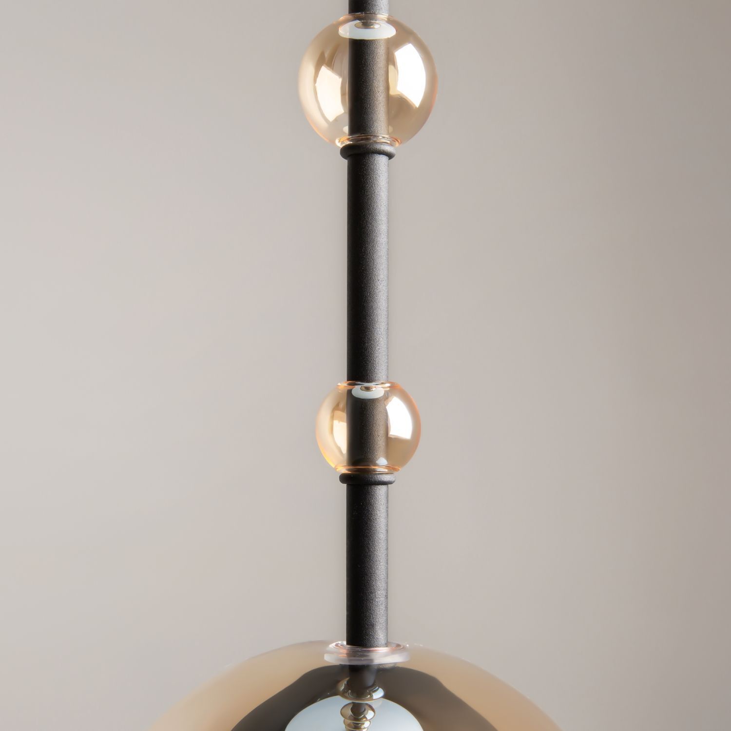Hängeleuchte Metall Rauchglas D: 16 cm rund GU10 Modern hängende lampe, pendant lighting, glas kugel, schwarzer stiel, modern