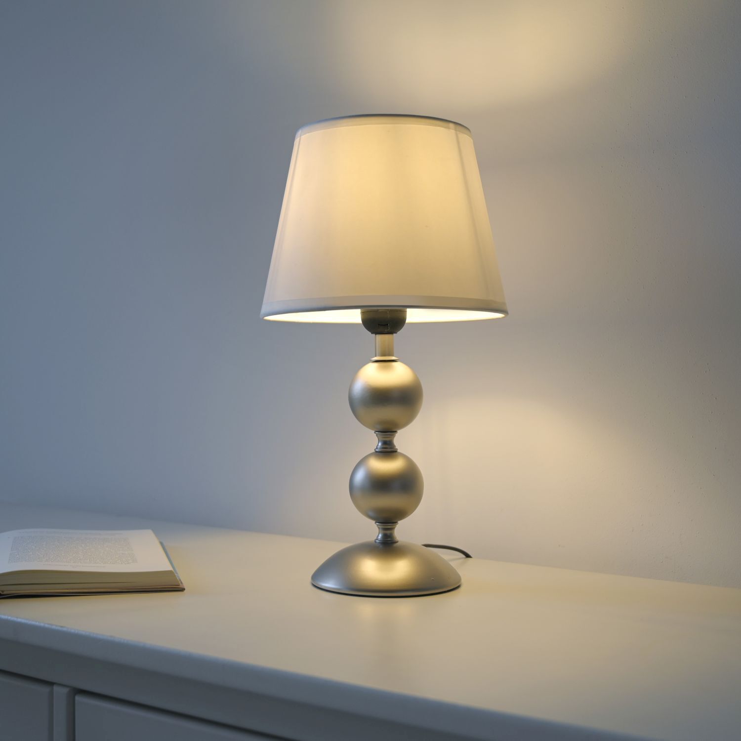 Lampe de table Abat-jour tissu Métal Crème Bronze 36 cm E27
