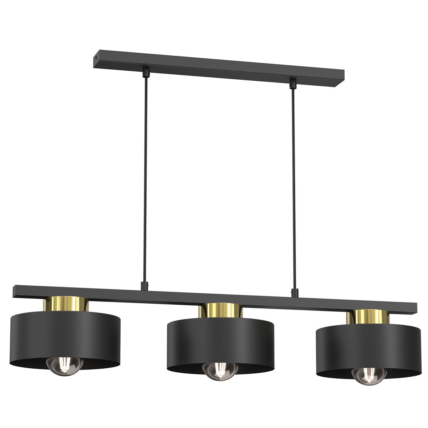 XXL Lampe suspendue métal noir or L:81 cm E27 Loft