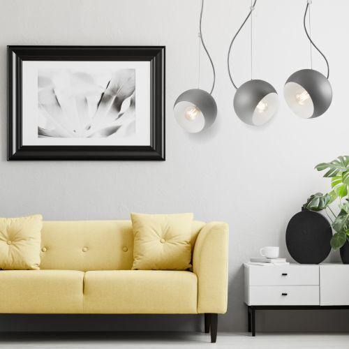 Lampe suspendue Argent Blanc Métal Table à manger Moderne