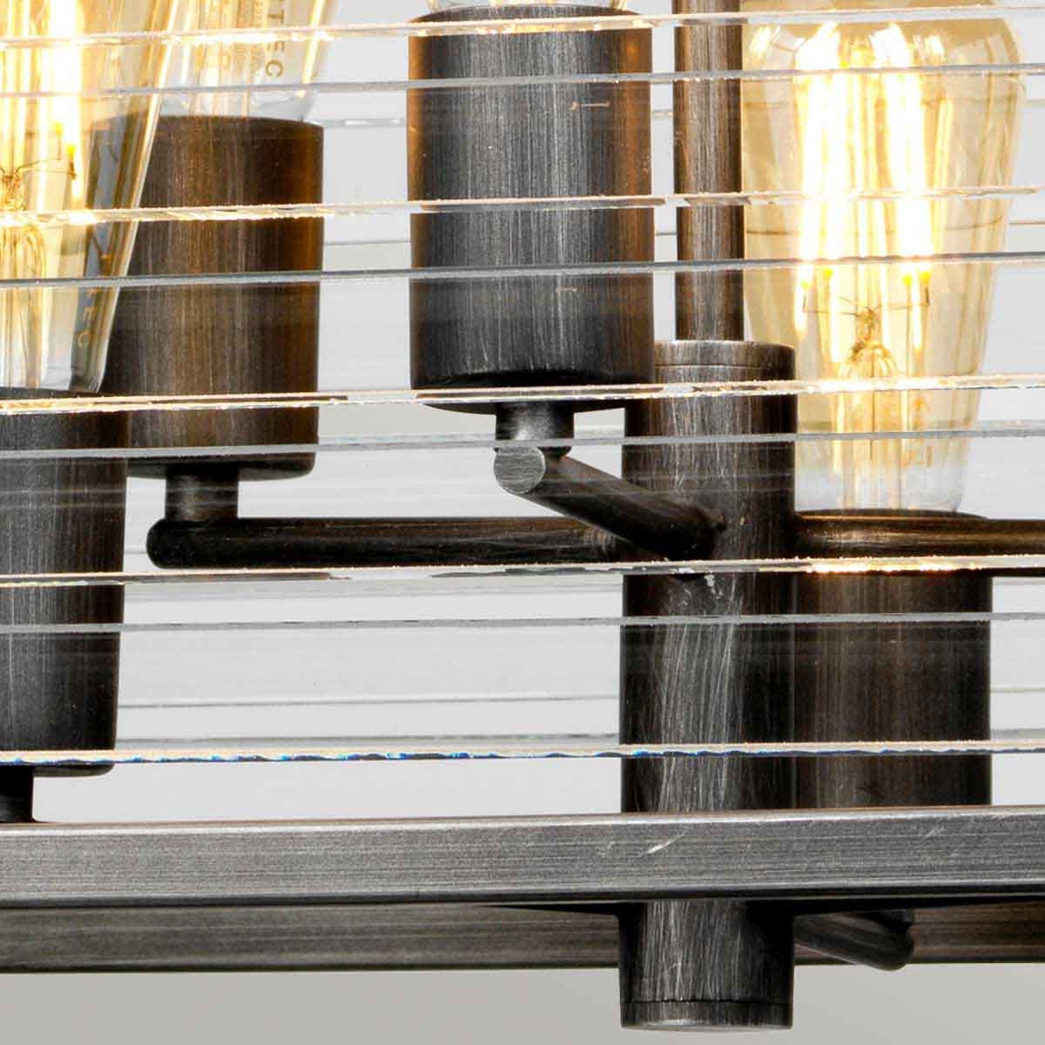 Suspension carrée métal verre E27 L : 49,3 cm Gris Gunmetal