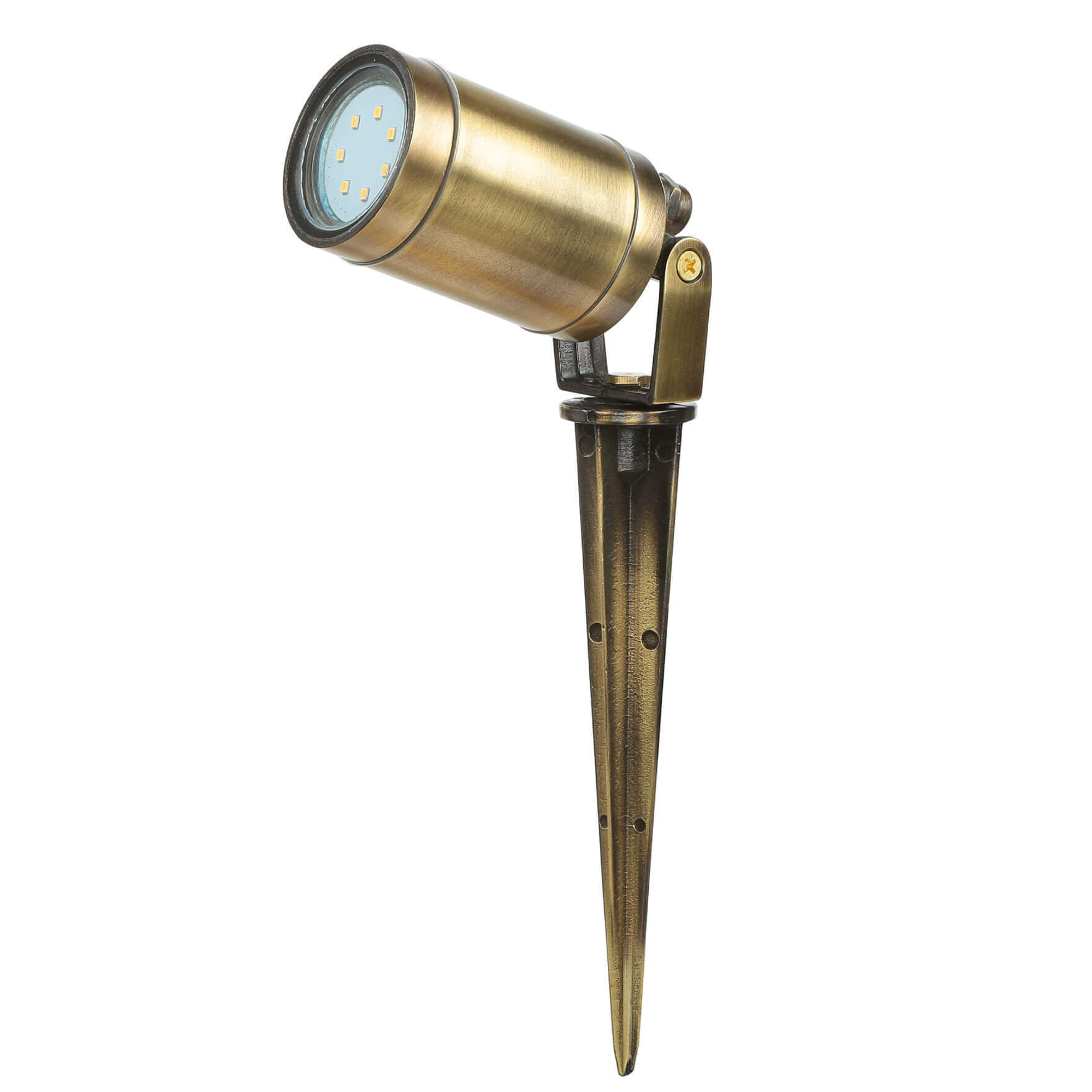 LED-Lampe, Außenstrahler, Spieß-Schienenspot, Brass, Gusszaunstich