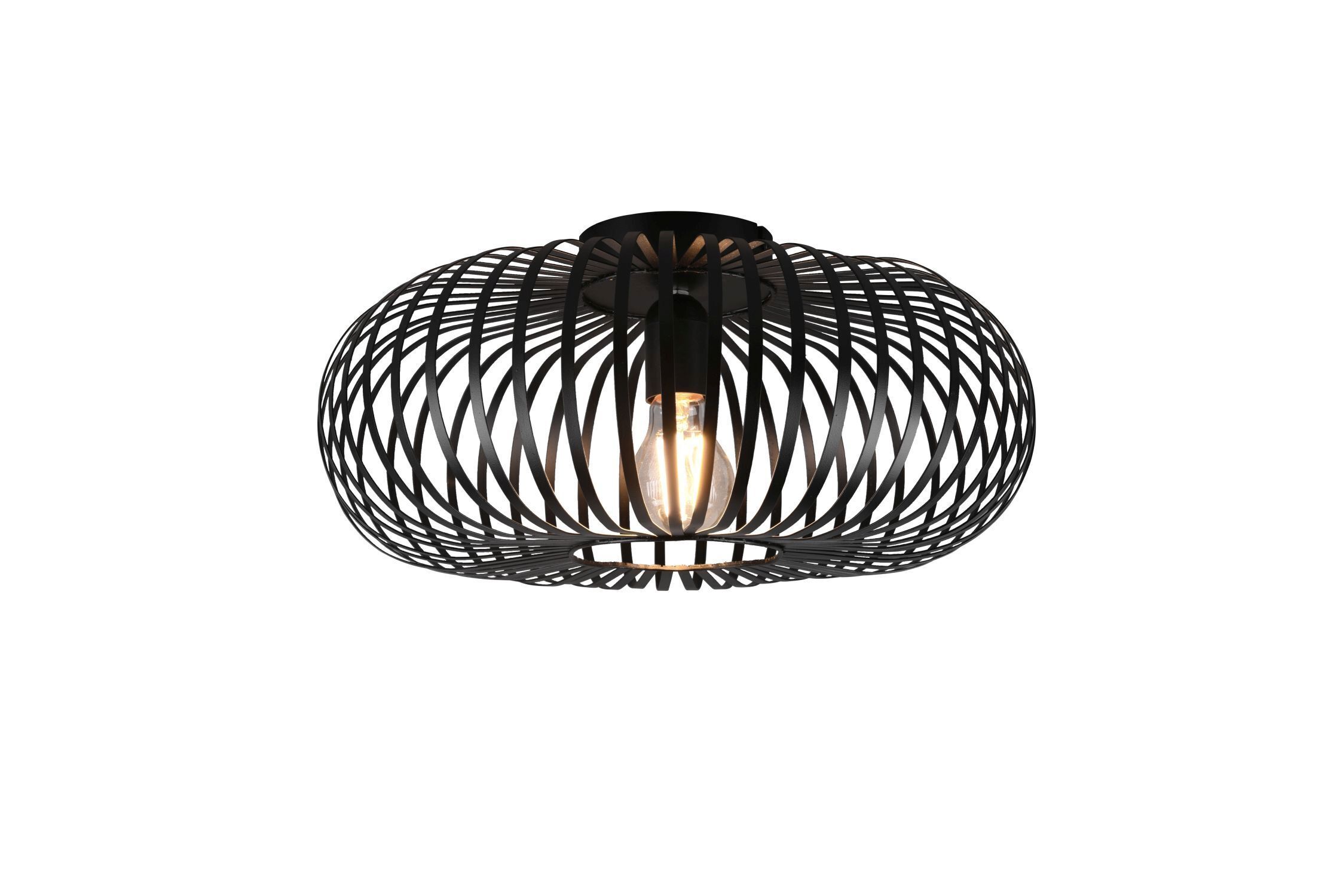 Lampe de plafonnier industrielle métal noir E27 Ø40 cm rond