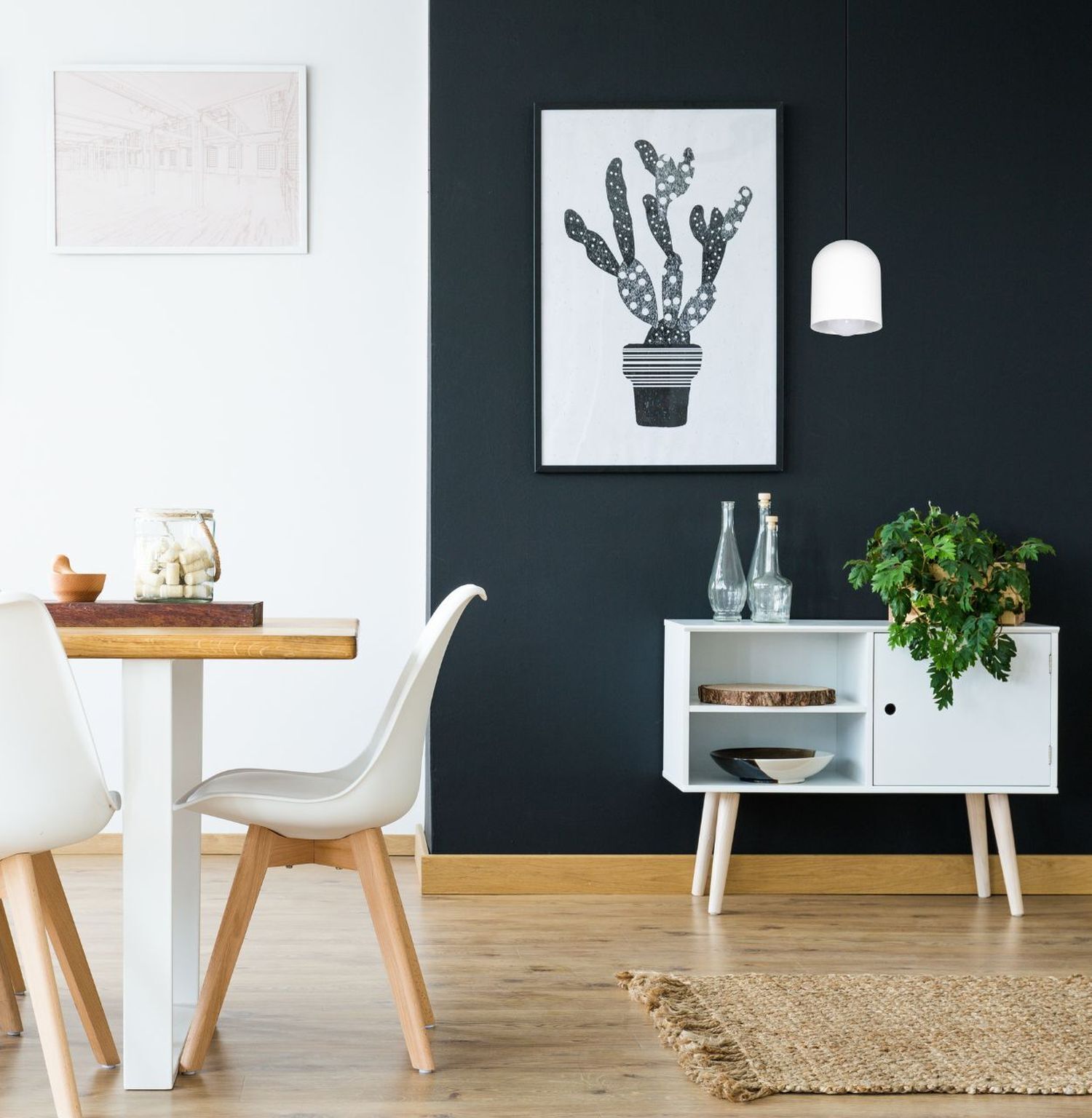 Suspension ronde métal noir blanc E27 Ø11 cm Loft Innenarchitektur, Esszimmer, Esstisch, Tisch, Topfpflanze