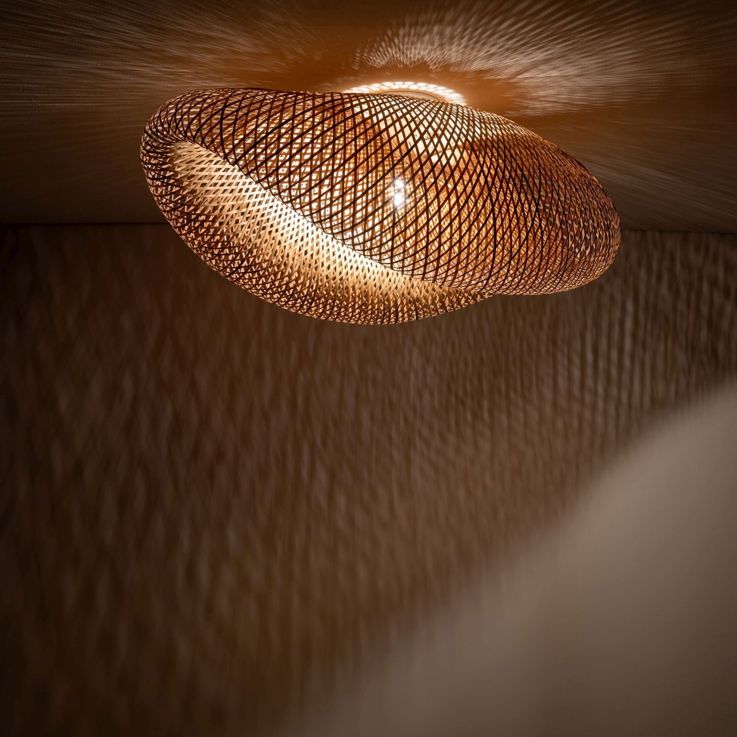 Grand plafonnier Bambou naturel Ø60 cm E27 confortable