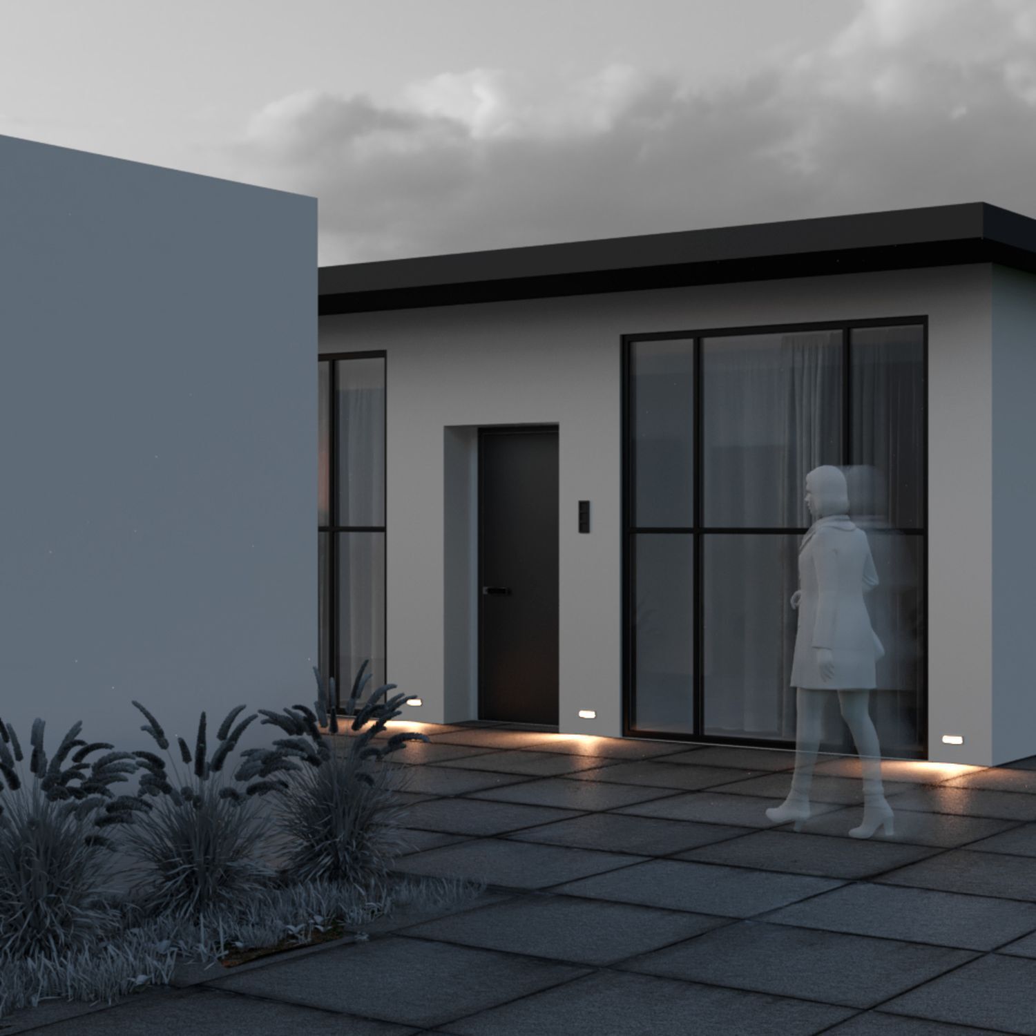 Luminaire encastré mural LED métal IP65 blanc rectangulaire 400 lm Tür, Fußboden, Drinnen, Innenarchitektur, Person