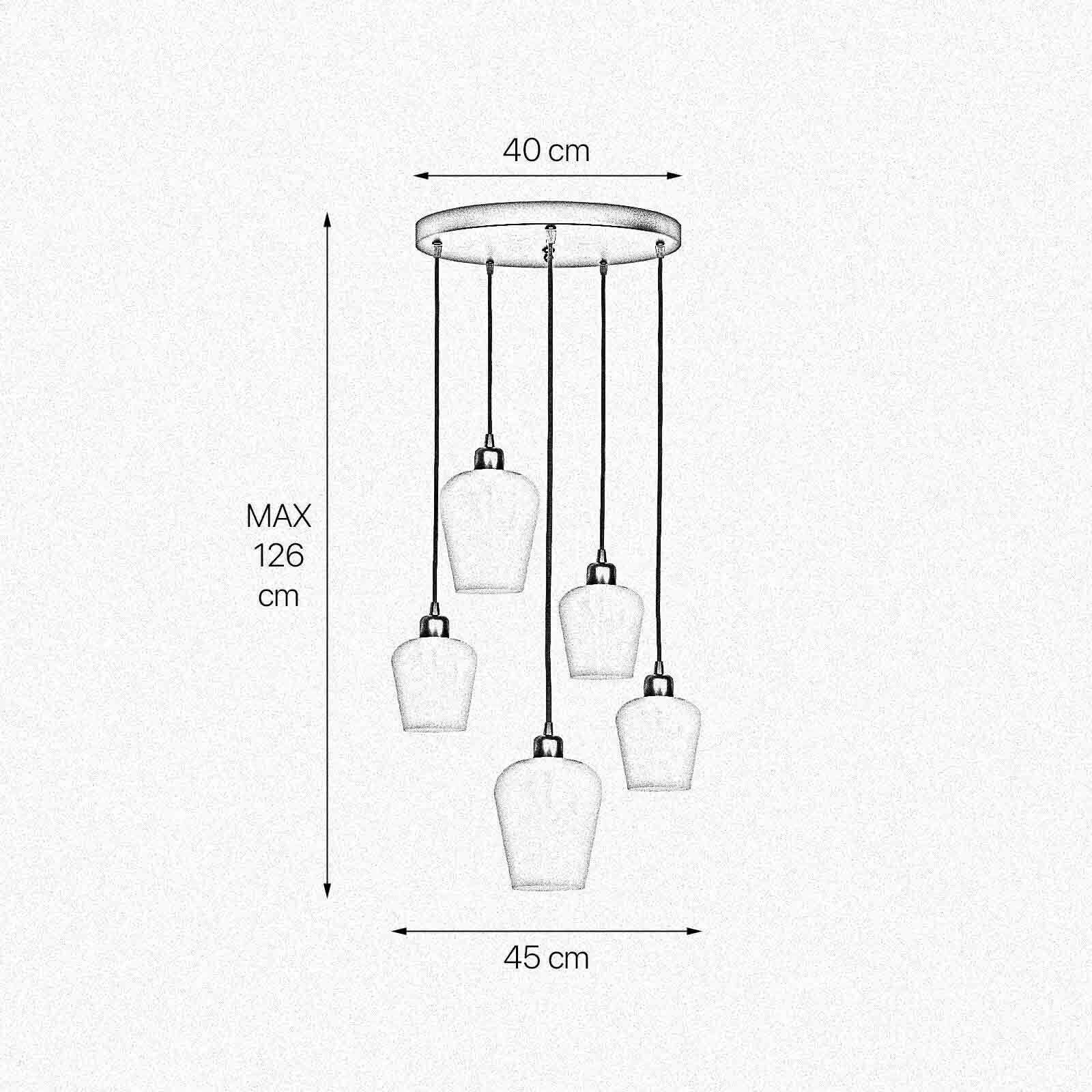 Pendelleuchte Schwarz Weiß Ø 45 cm Messing Eisen Glas 5x E27