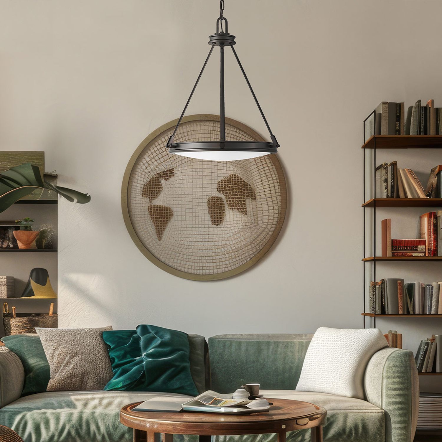 Lampe à suspendre métal verre Ø 54,3 cm H : max. 377 cm 4x E14 Dekoration für Zuhause, Innenarchitektur, Lampe, Mobiliar, Wohnzimmer