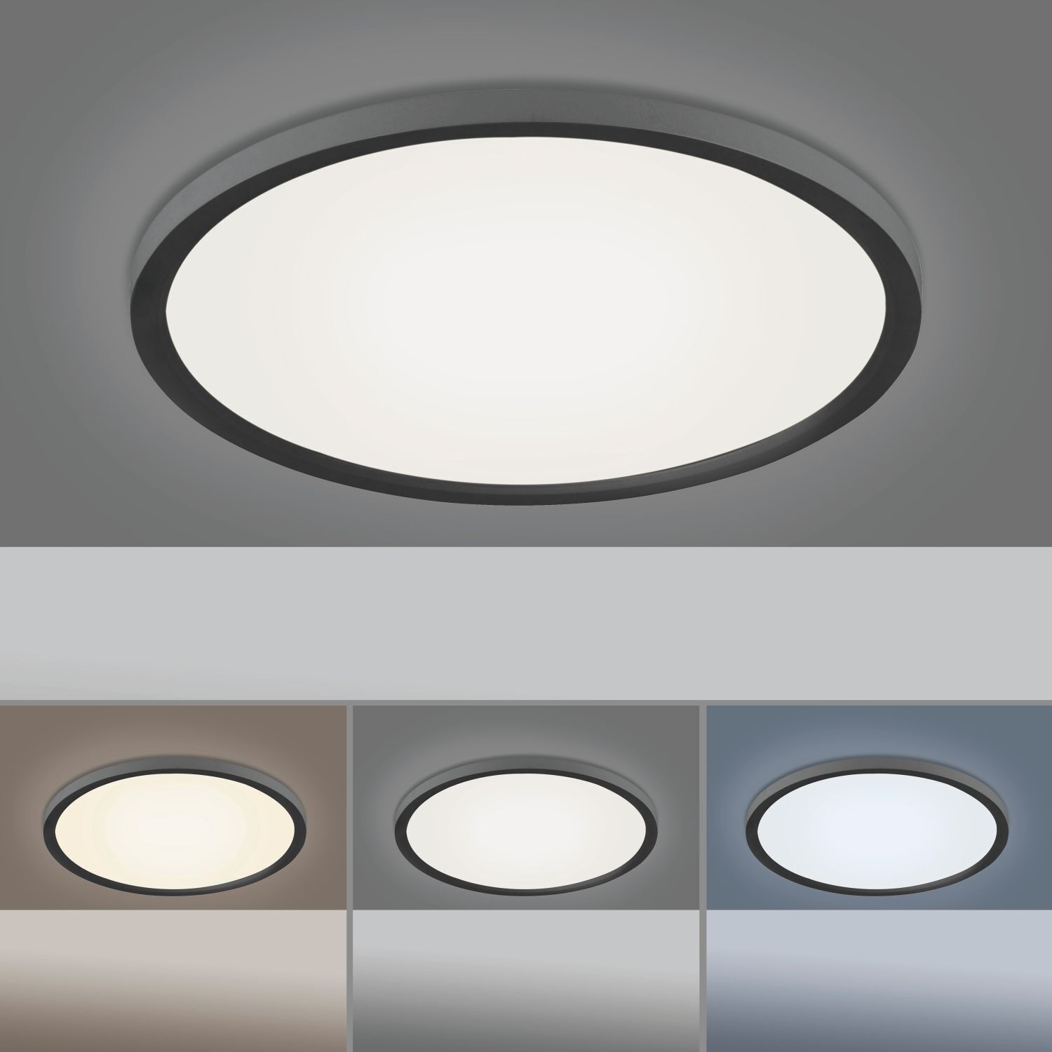 Lampe de plafonnier LED noire à intensité variable Ø40 cm Télécommande