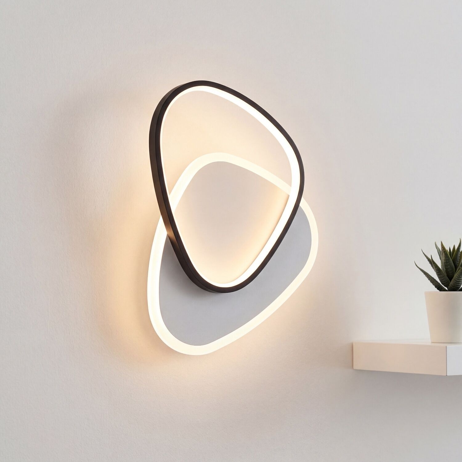 LED Wandleuchte Weiß Schwarz 40 W 4680 lm H:45 cm Wandlampe, LED-Licht, Wanddeko, Rundlampe, moderne Beleuchtung