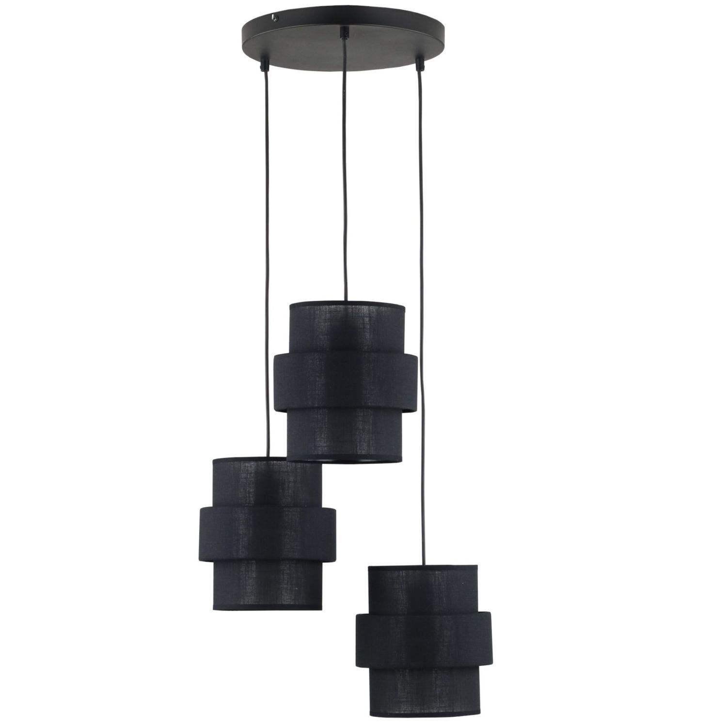 Suspension 3 flammes noir tissu métal E27 orientable