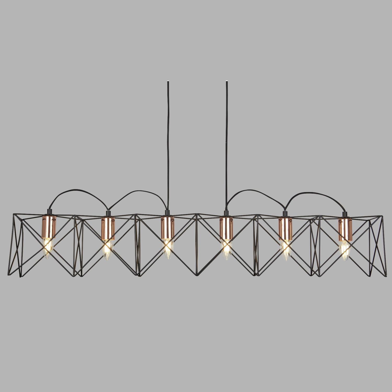 Lampe à suspendre métal 110 cm de long H : max. 145 cm Noir Cuivre
