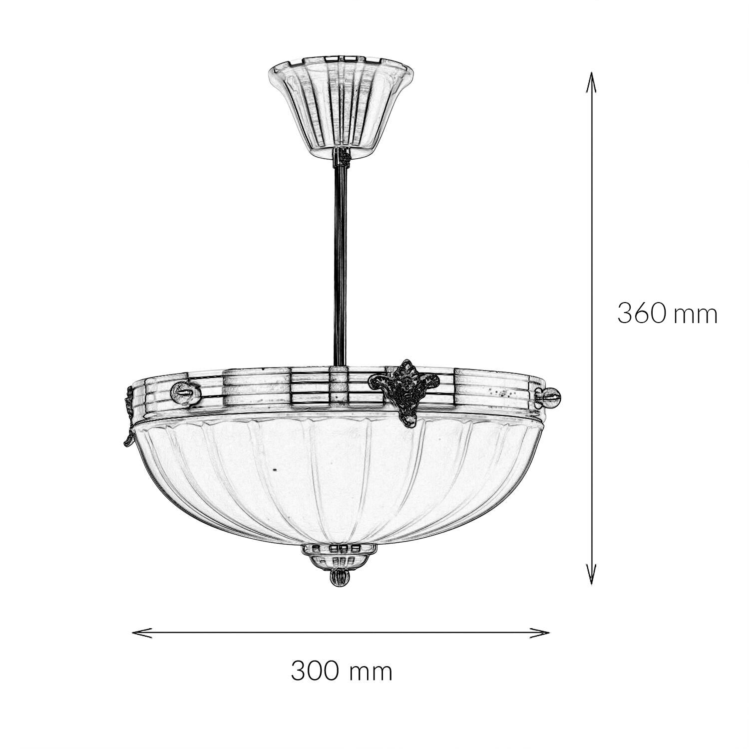 Plafonnier métal verre 3x E14 Ø 30 cm rond Leuchter, Lampe