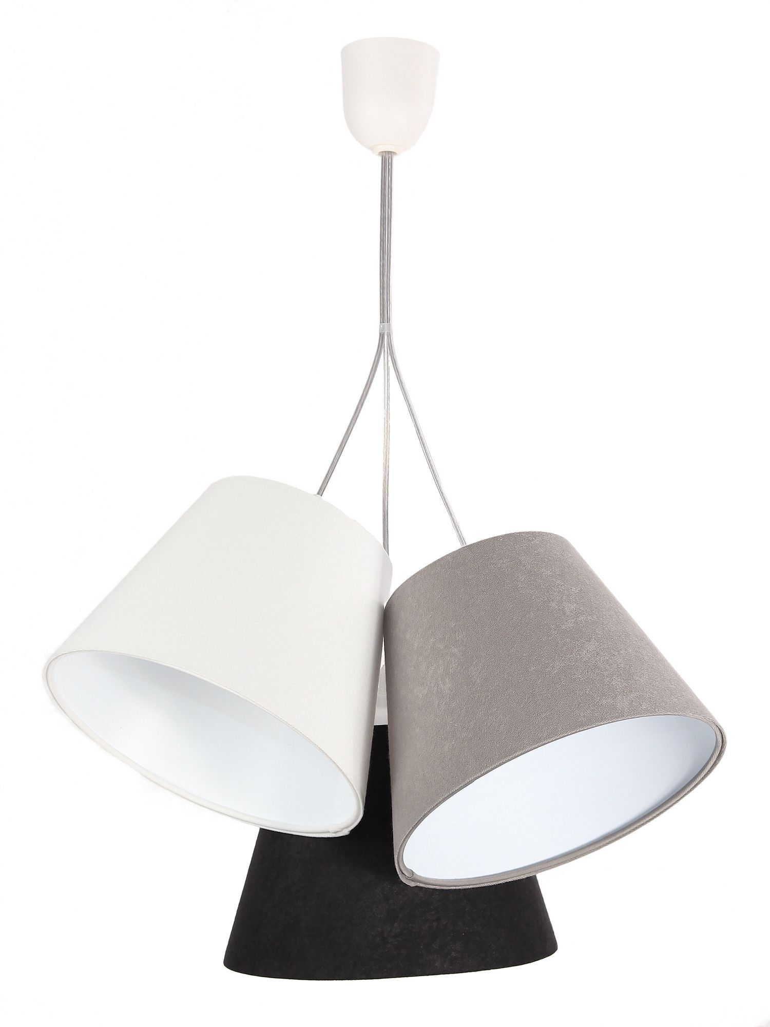 Suspension Gris Noir Tissu 3-flmg Lampe