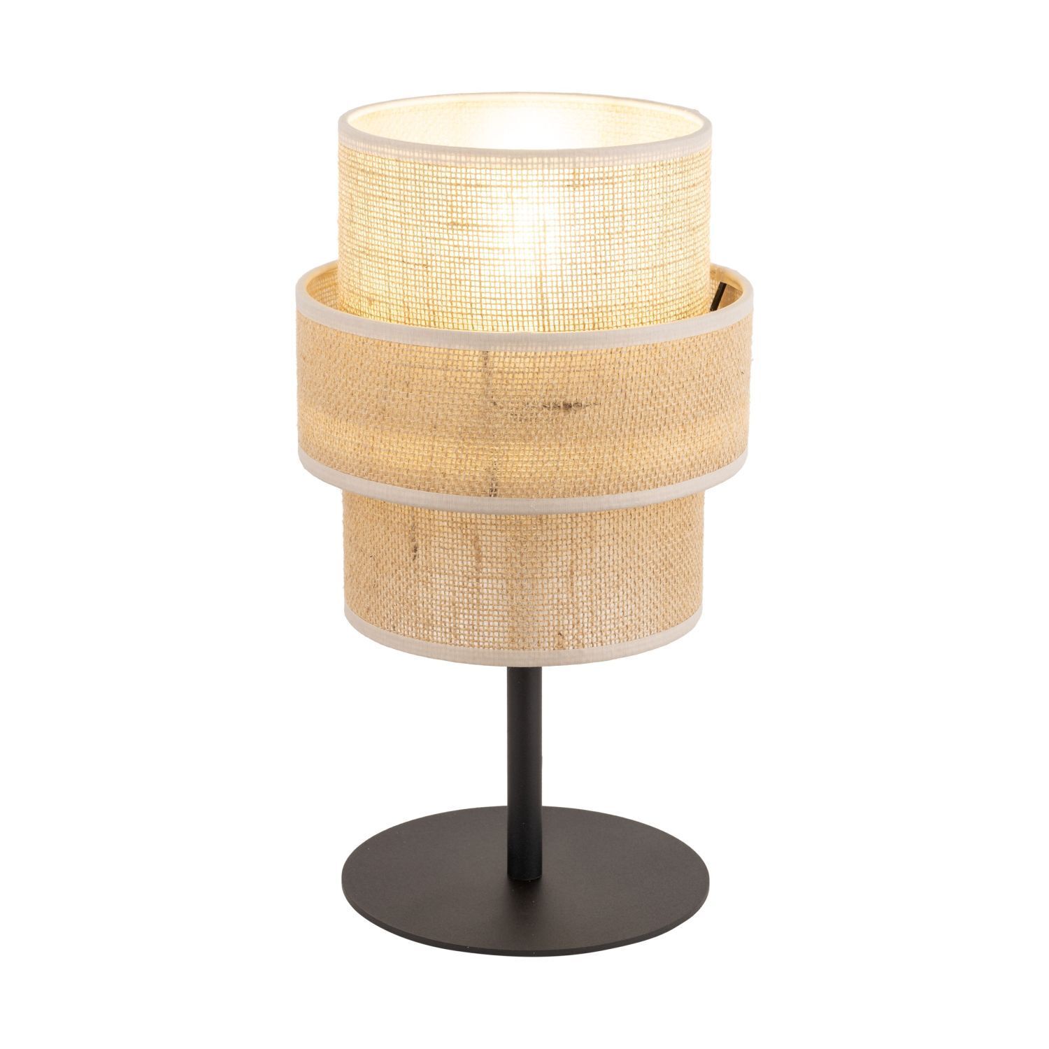 Jute Tischleuchte Metall 38 cm hoch Ø 20 cm Boho E27 Lampe, Tischlampe, Klebeband, Lampenschirm