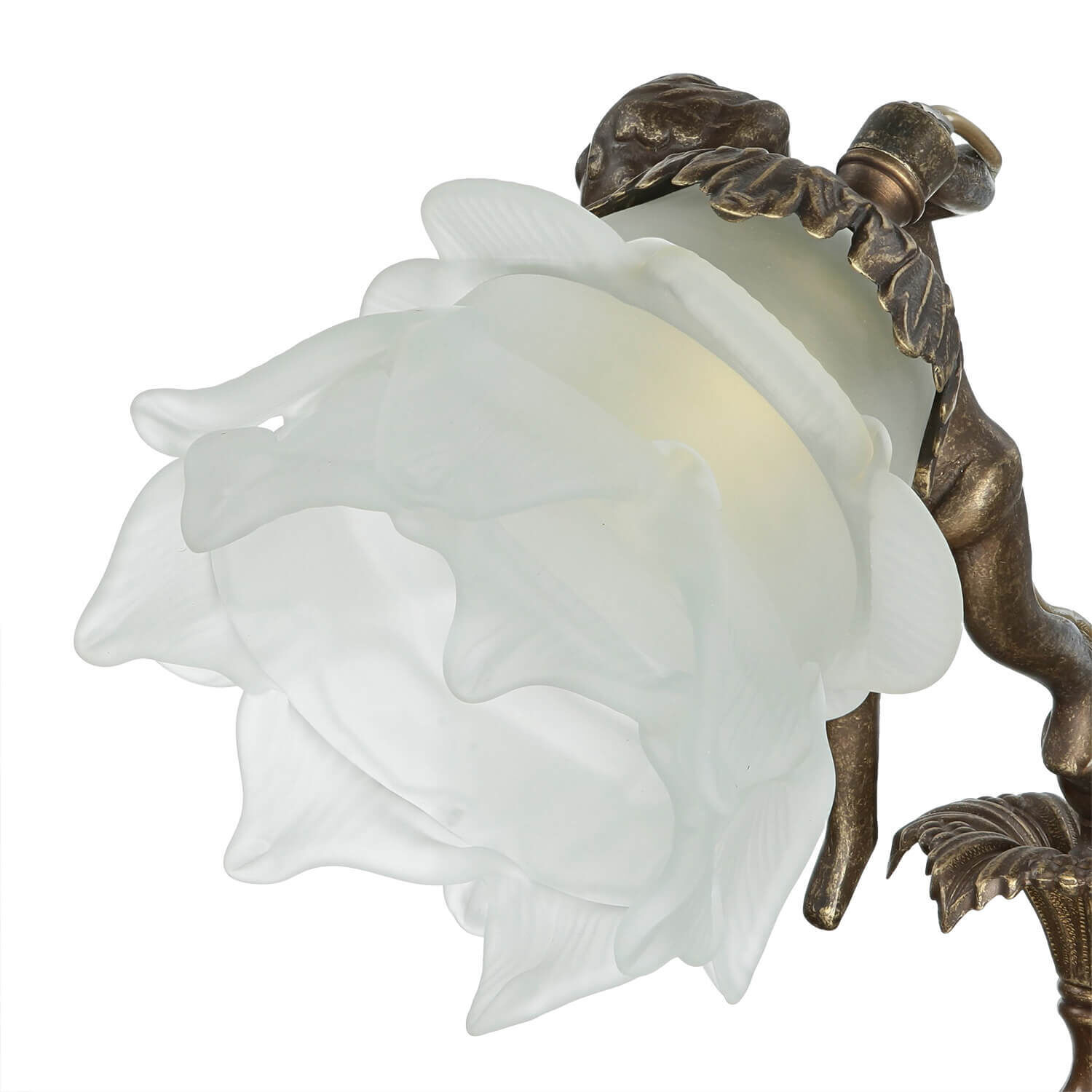 Lampe de table Putti en laiton véritable Antique Premium