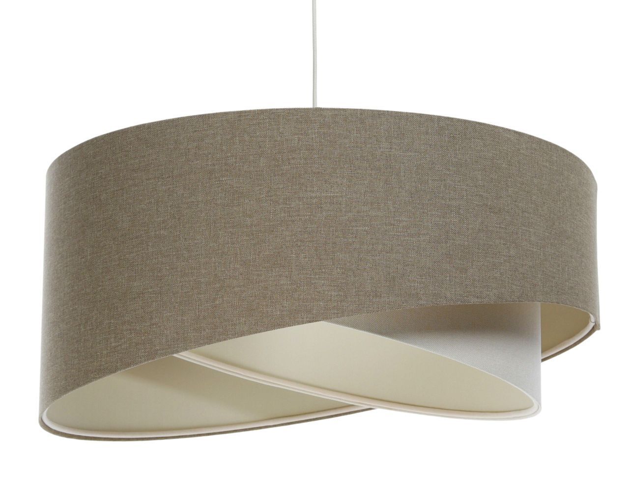 Suspension réglable Marron Crème E27 ronde Ø 45 cm Tissu