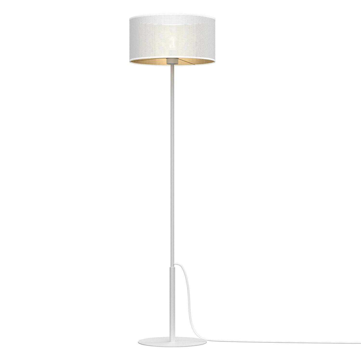 Lampadaire rond en blanc or 150 cm grand métal