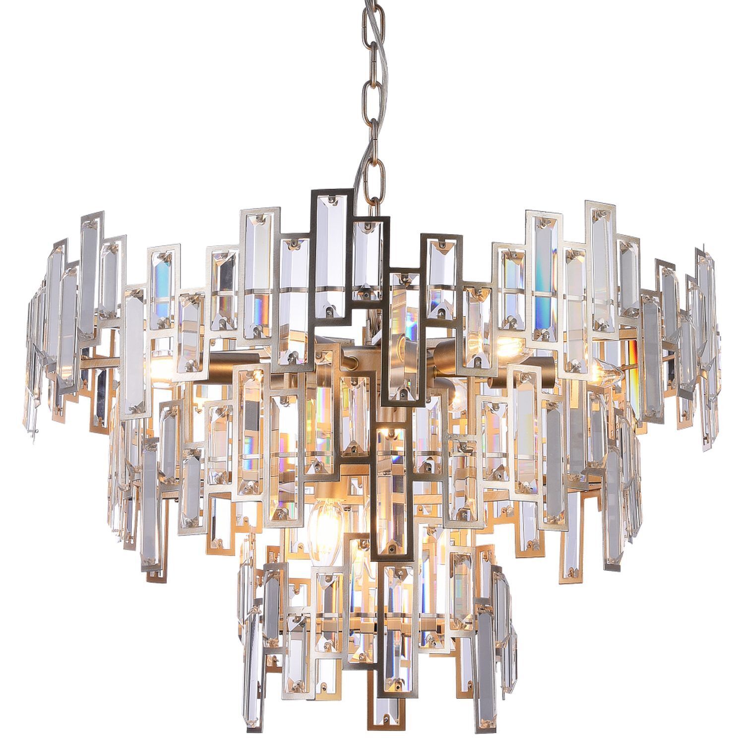 haengelampe-schlafzimmer-haengelampe-luester-aus-metall-azmara-9x-e14-bis-40w-champagner-klar-metall-kristall-le128229-02 Kronleuchter, Kristall, Pendel, Metallisch, Kette