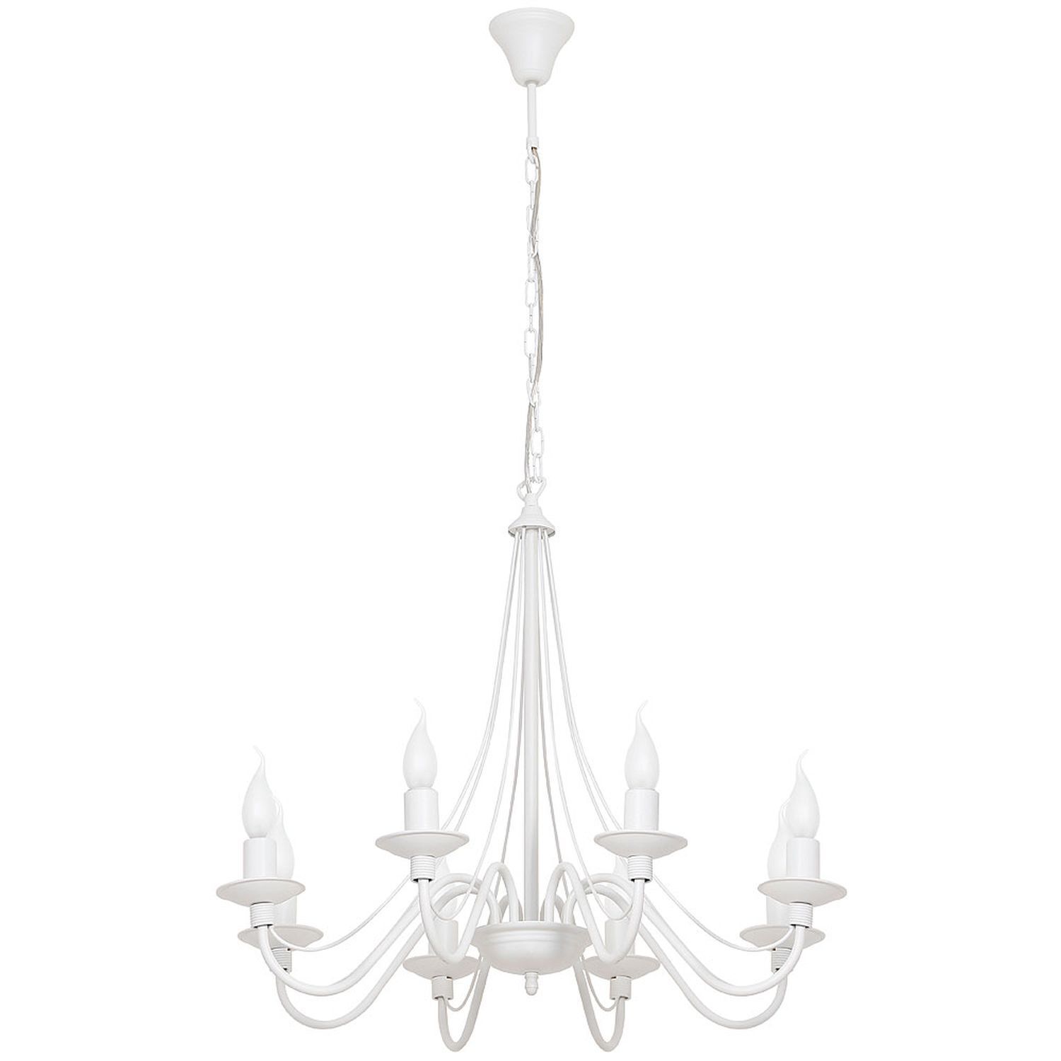 Lustre ROSABELLA Blanc 8 flammes E14 Rustique