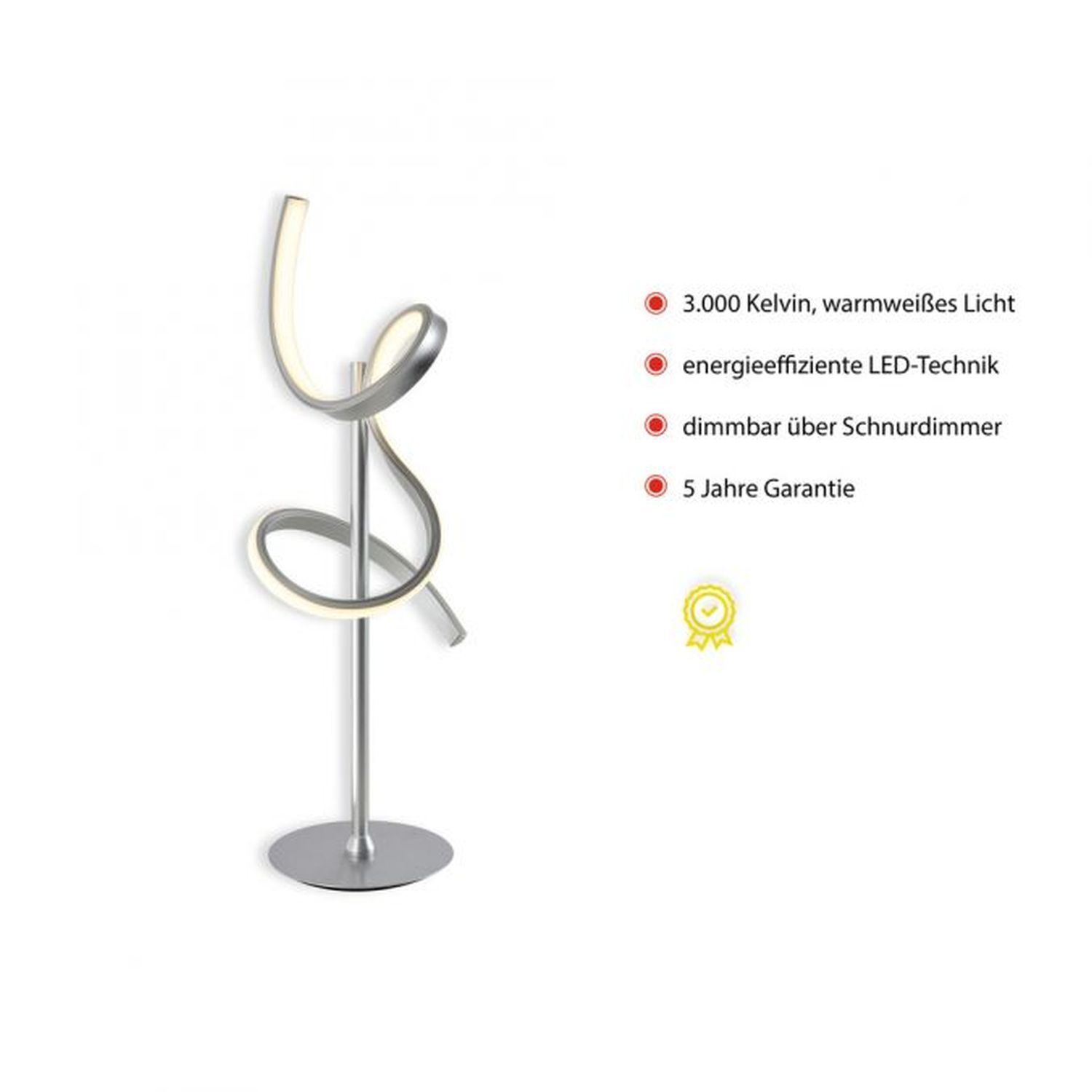 Lampe de table LED à intensité variable en métal 53 cm 3000 K en argent Moebel