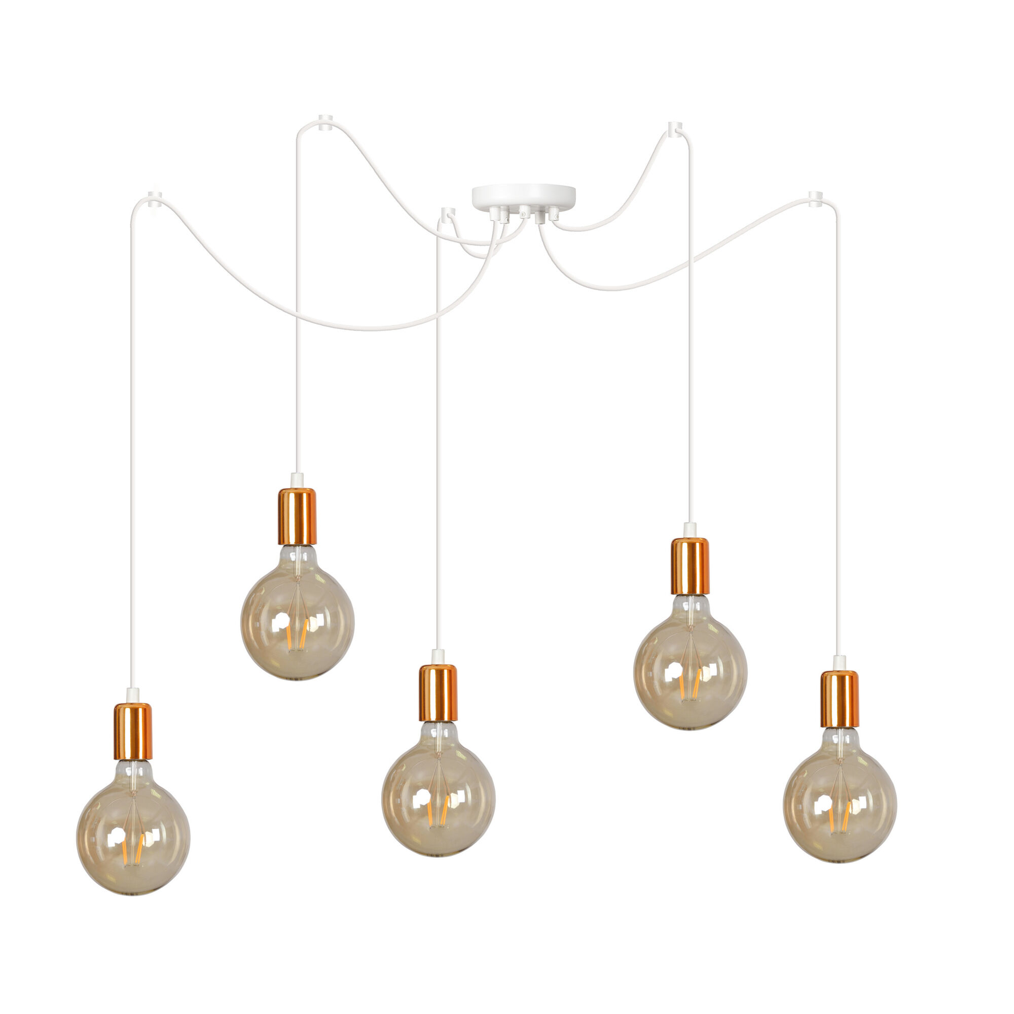 Suspension Cuivre Blanc Rétro 5 flammes E27 Licht, Lampe