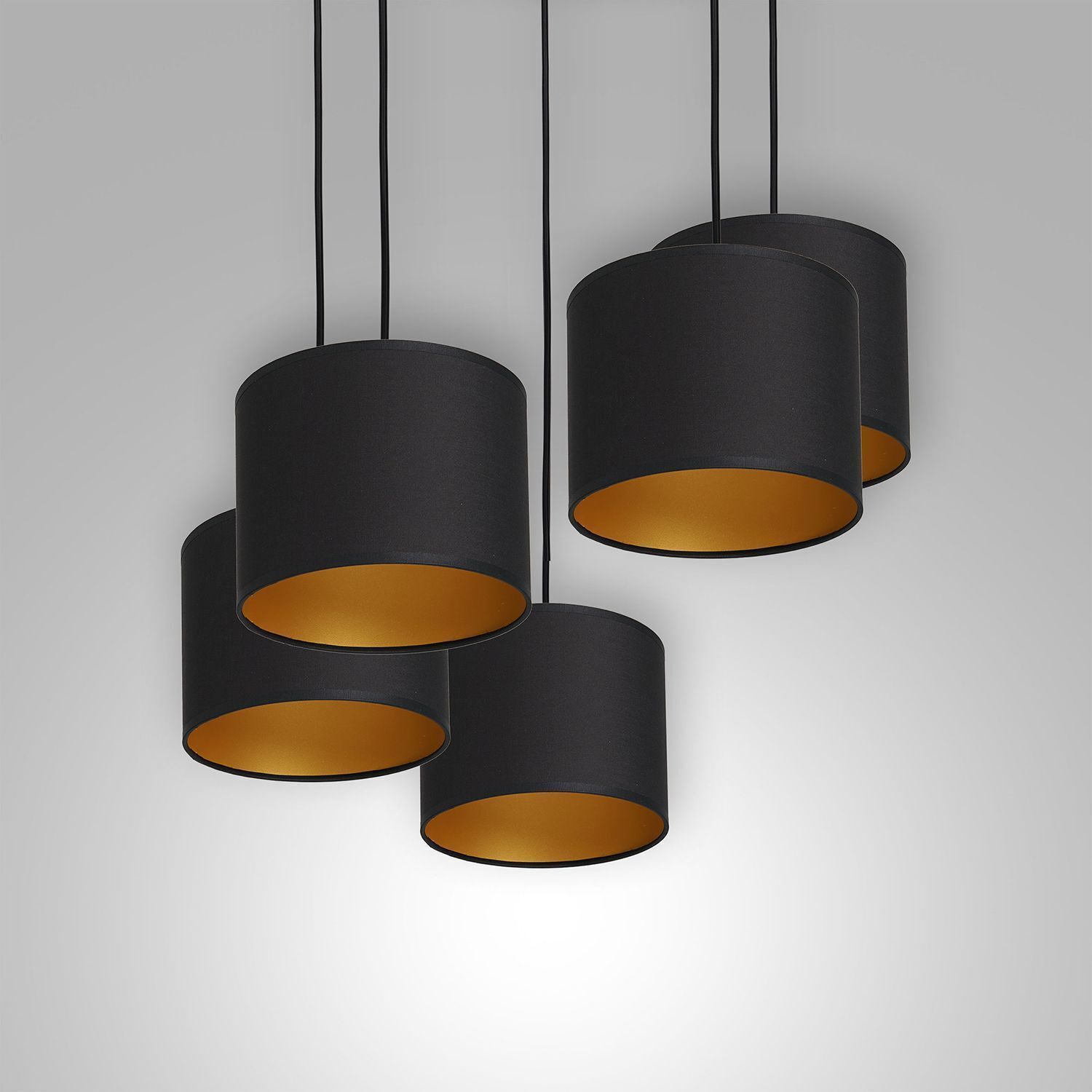 Blendarme Lampe à suspendre Noir Or Tissu Métal 5-flmg